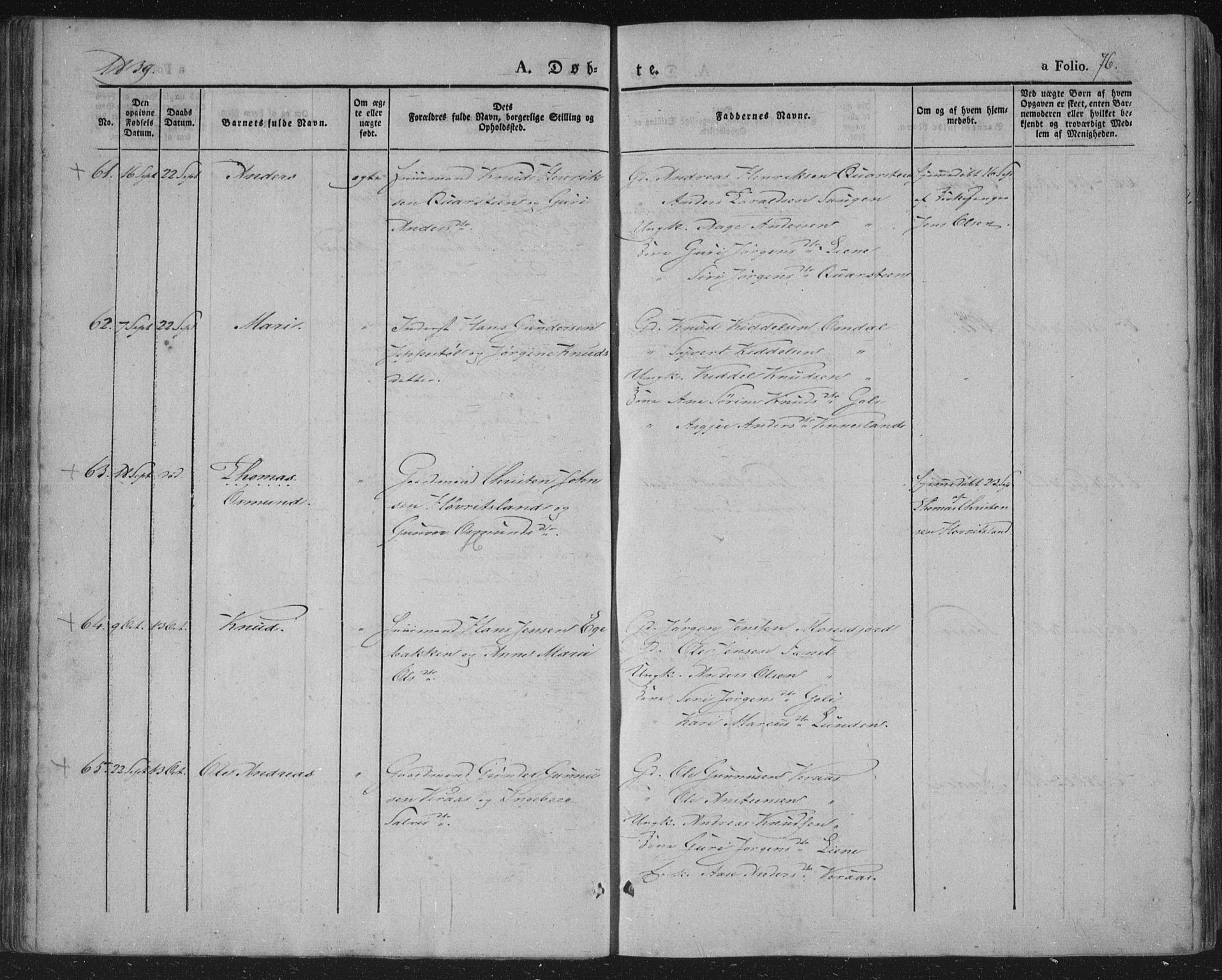 Vennesla sokneprestkontor, AV/SAK-1111-0045/Fa/Fac/L0004: Parish register (official) no. A 4, 1834-1855, p. 76