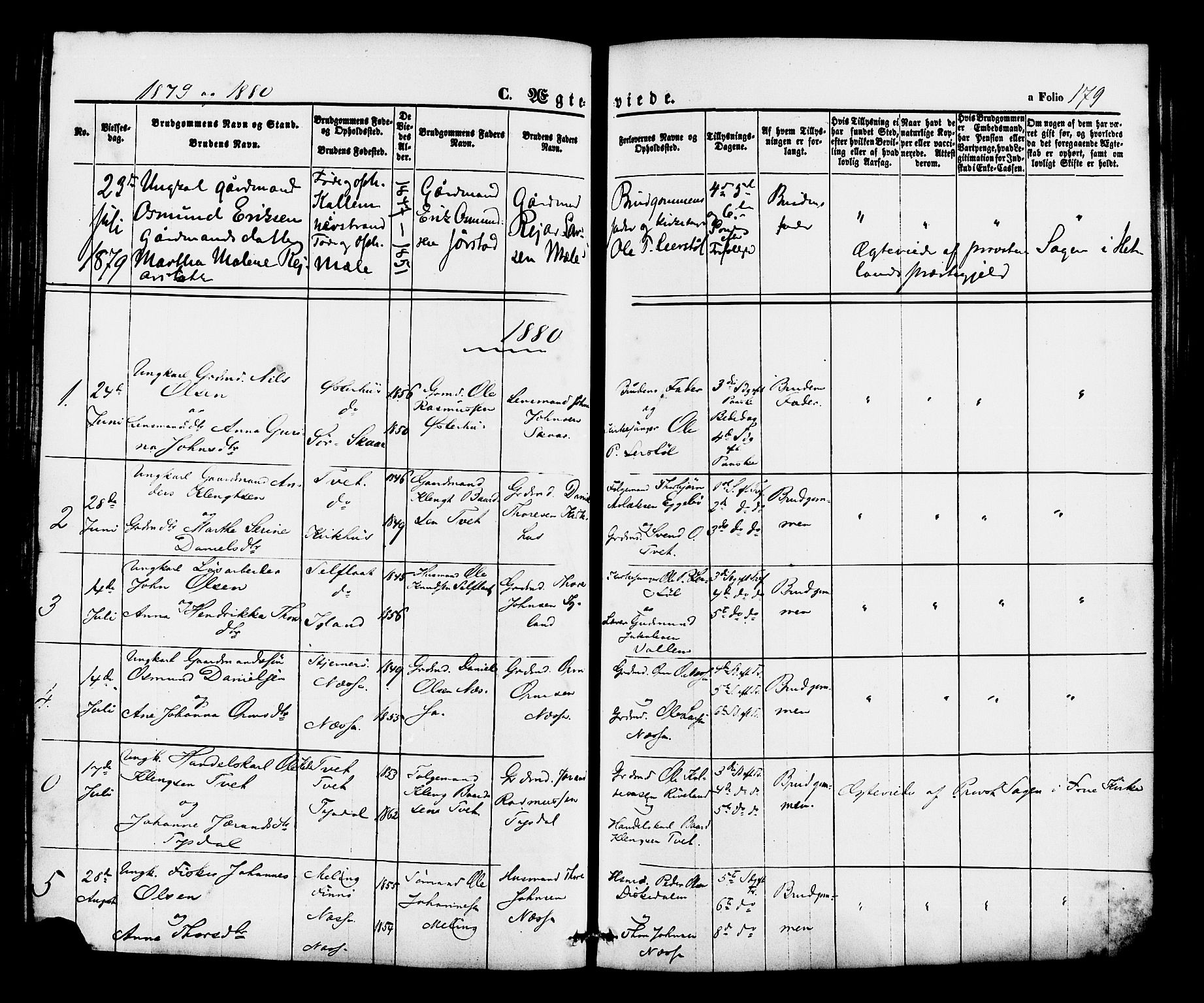 Hjelmeland sokneprestkontor, AV/SAST-A-101843/01/IV/L0012: Parish register (official) no. A 12, 1862-1886, p. 179