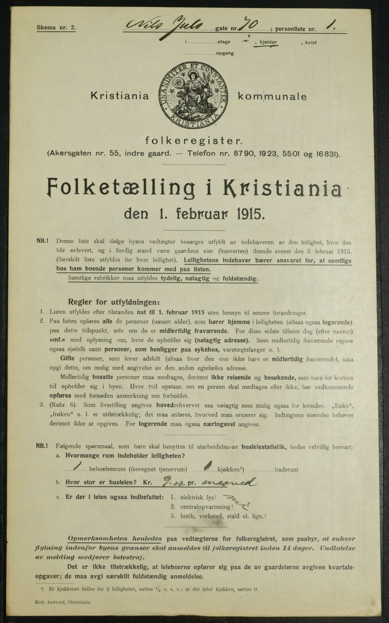 OBA, Municipal Census 1915 for Kristiania, 1915, p. 70373