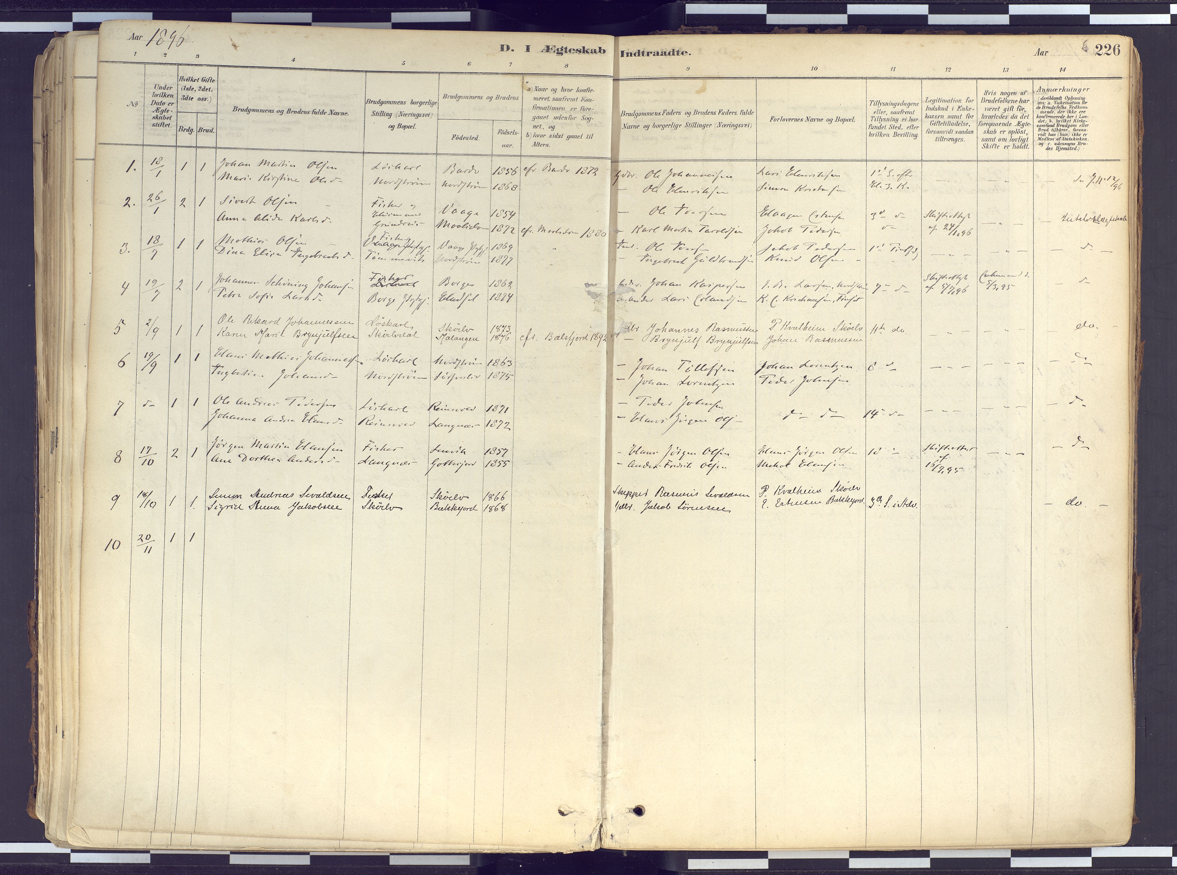 Tranøy sokneprestkontor, AV/SATØ-S-1313/I/Ia/Iaa/L0010kirke: Parish register (official) no. 10, 1878-1904, p. 226