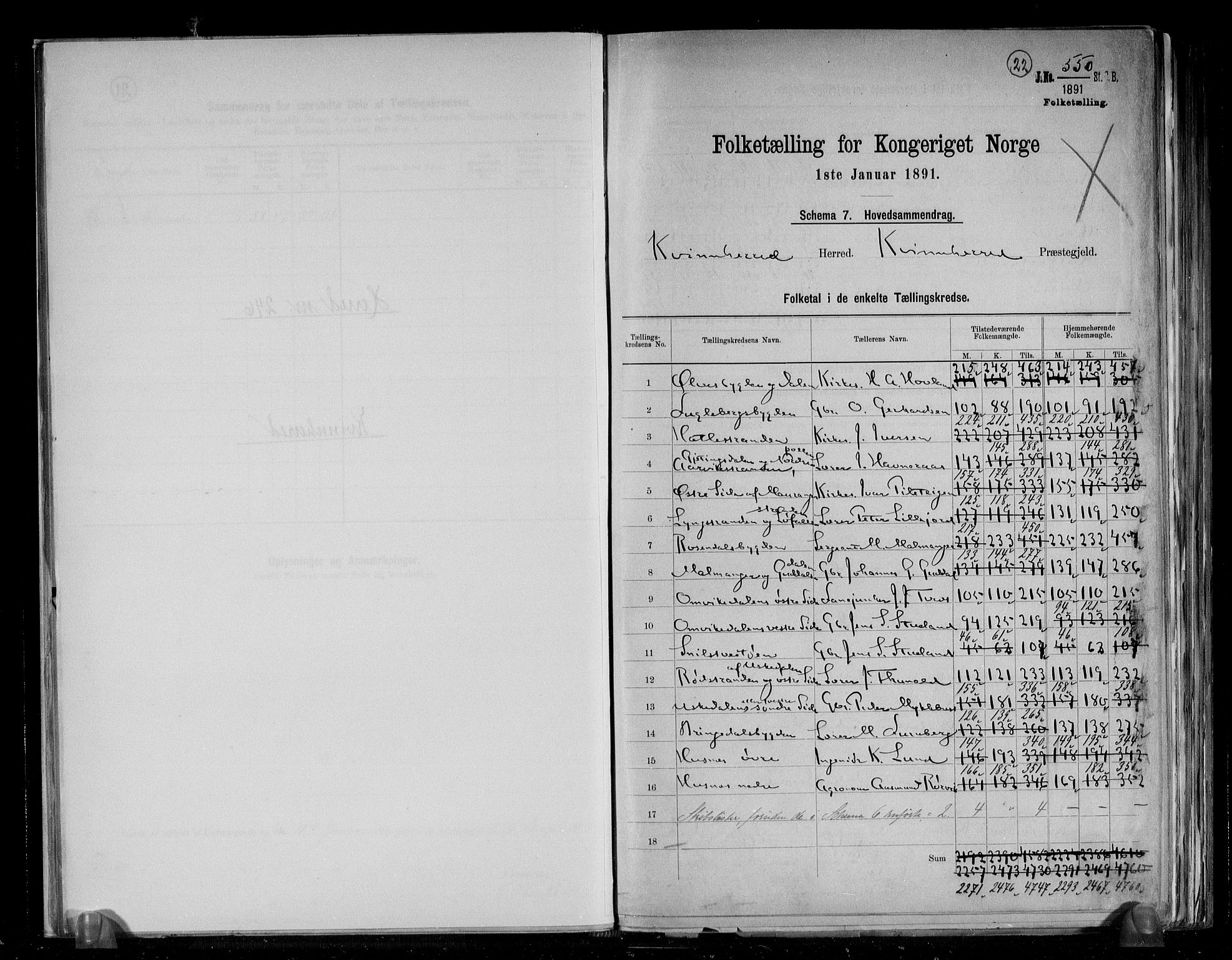 RA, 1891 census for 1224 Kvinnherad, 1891, p. 2