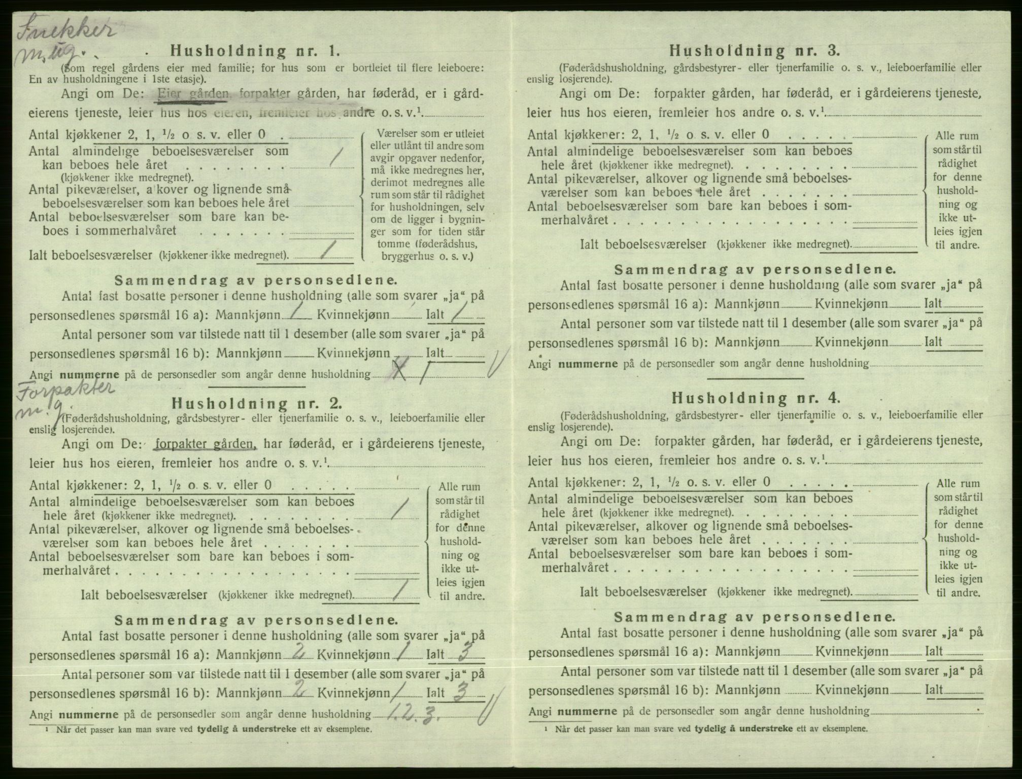 SAB, 1920 census for Vossestrand, 1920, p. 167