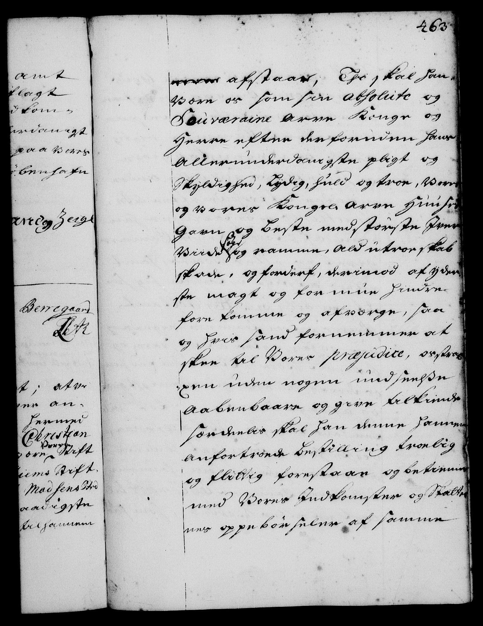 Rentekammeret, Kammerkanselliet, RA/EA-3111/G/Gg/Gge/L0001: Norsk bestallingsprotokoll med register (merket RK 53.25), 1720-1730, p. 463