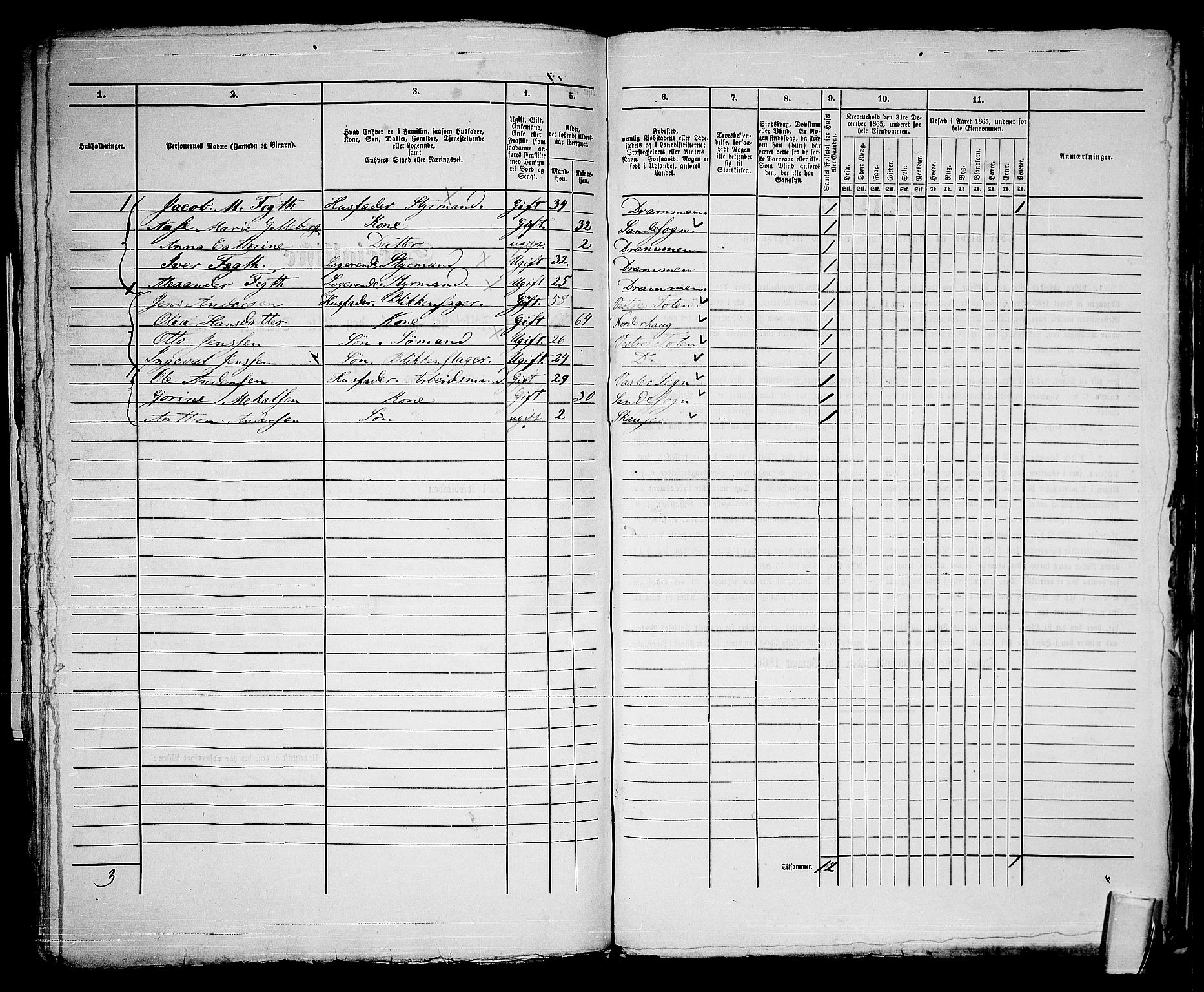 RA, 1865 census for Strømsø in Drammen, 1865, p. 574