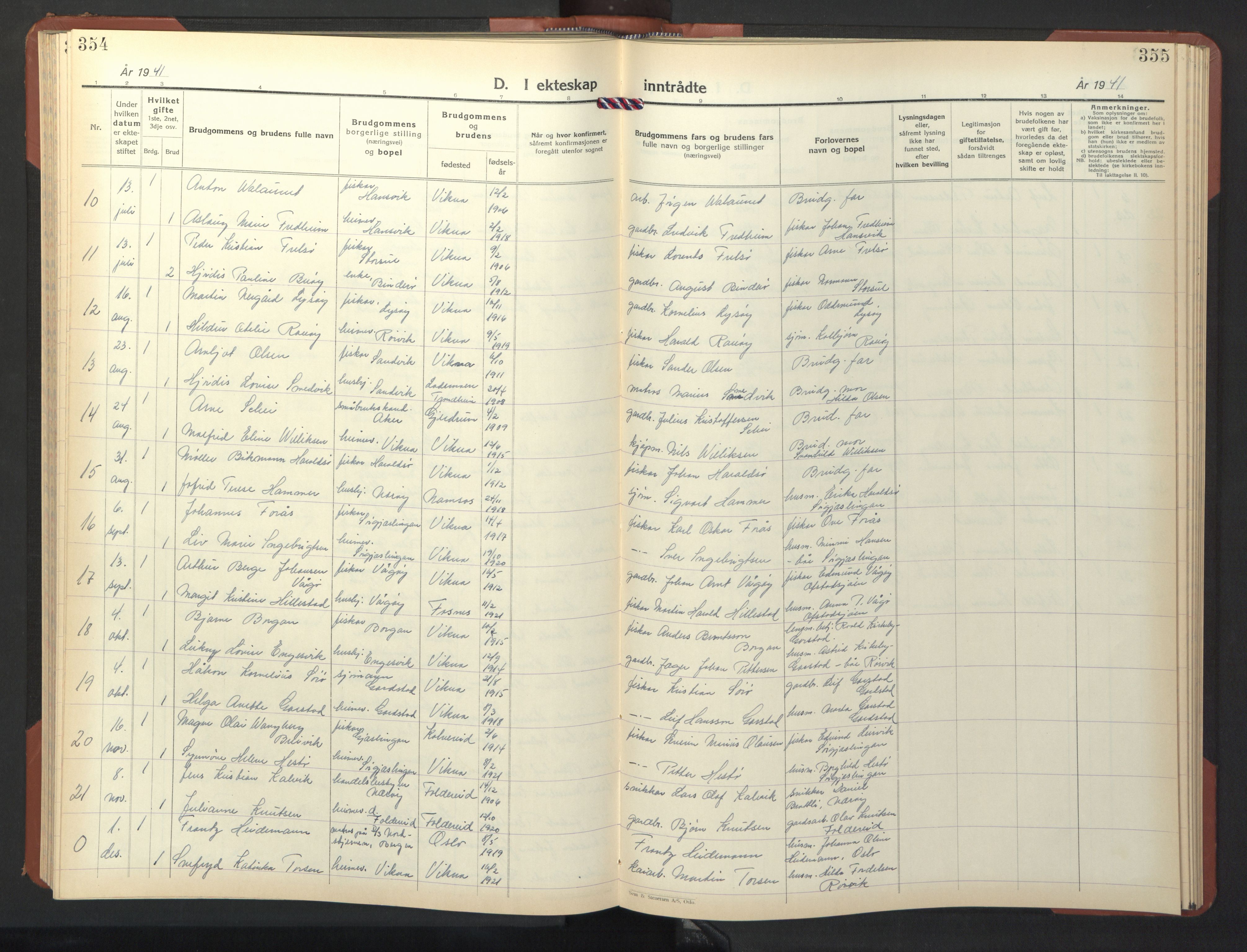 Ministerialprotokoller, klokkerbøker og fødselsregistre - Nord-Trøndelag, SAT/A-1458/786/L0689: Parish register (copy) no. 786C01, 1940-1948, p. 354-355