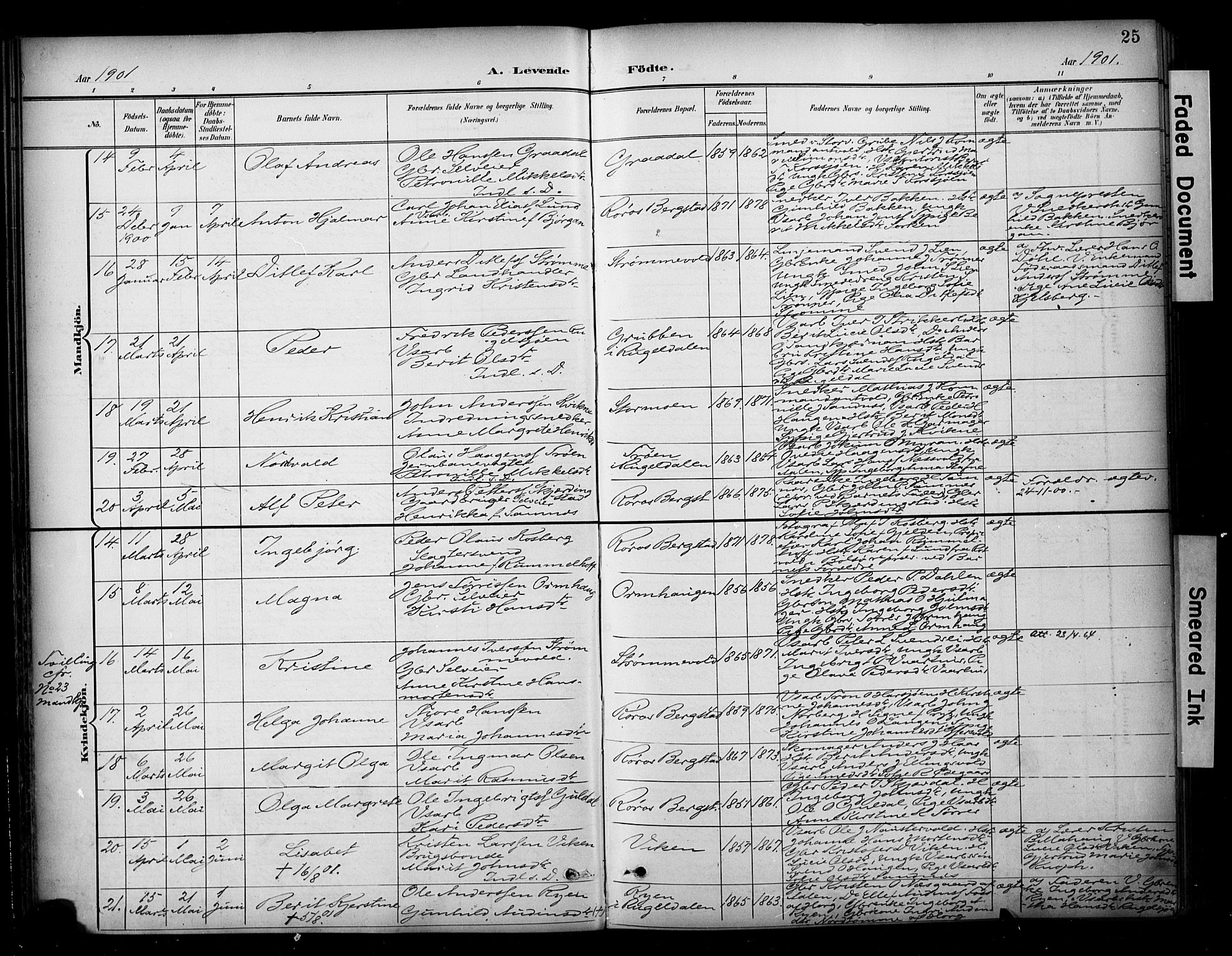 Ministerialprotokoller, klokkerbøker og fødselsregistre - Sør-Trøndelag, AV/SAT-A-1456/681/L0936: Parish register (official) no. 681A14, 1899-1908, p. 25