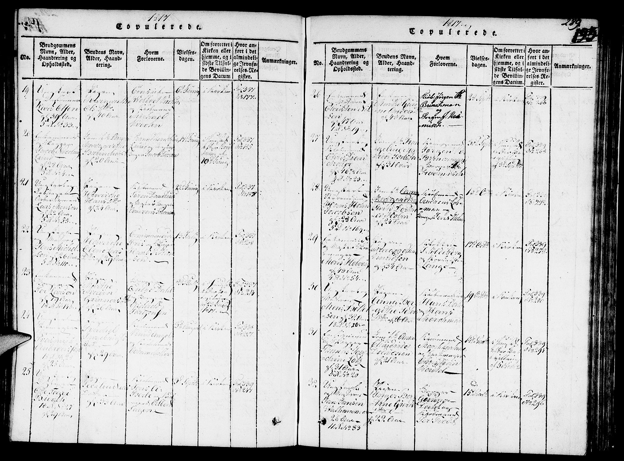 Nykirken Sokneprestembete, AV/SAB-A-77101/H/Hab/L0003: Parish register (copy) no. A 4, 1816-1821, p. 289