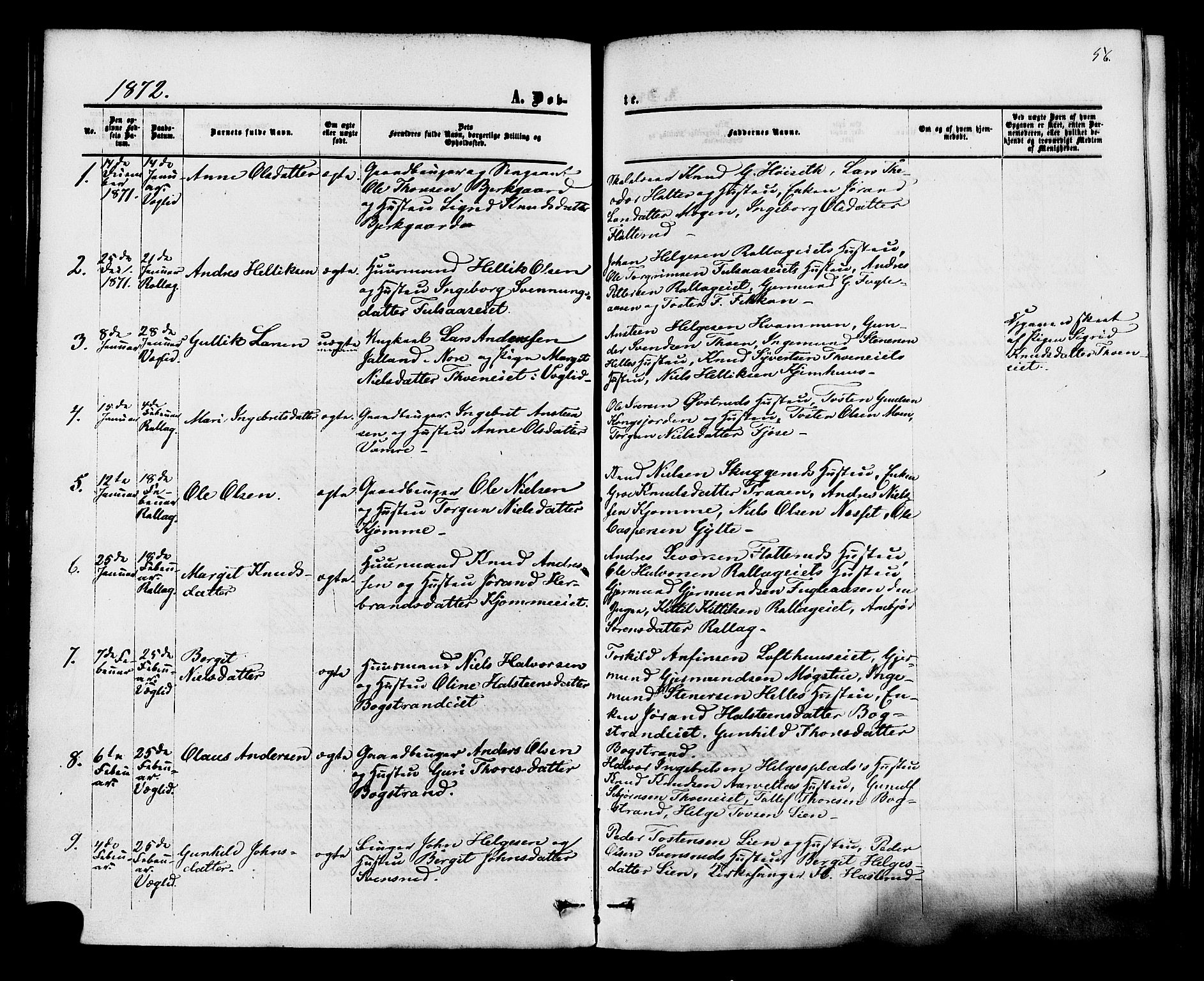 Rollag kirkebøker, SAKO/A-240/F/Fa/L0009: Parish register (official) no. I 9, 1860-1874, p. 56