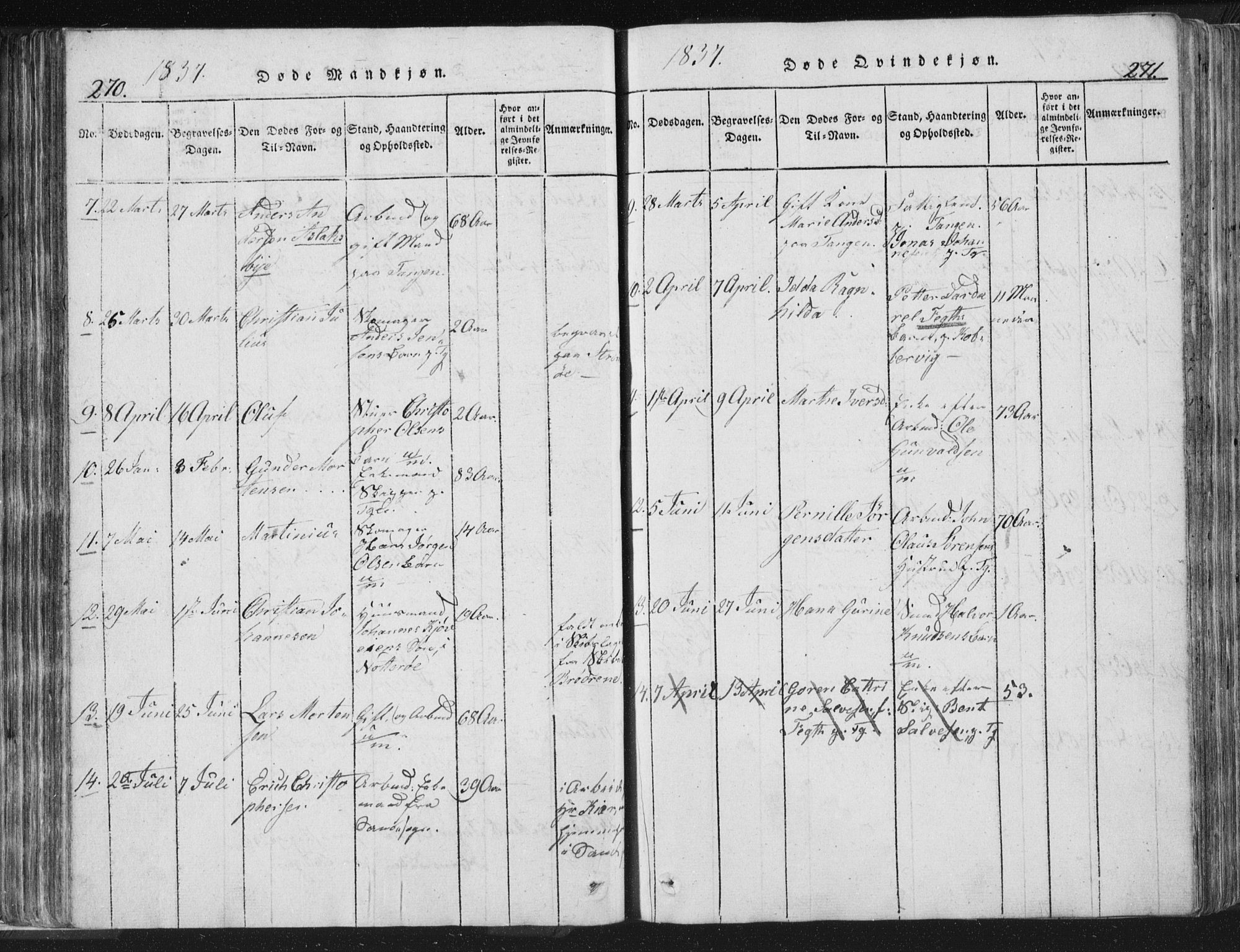 Strømsø kirkebøker, AV/SAKO-A-246/F/Fb/L0004: Parish register (official) no. II 4, 1814-1843, p. 270-271