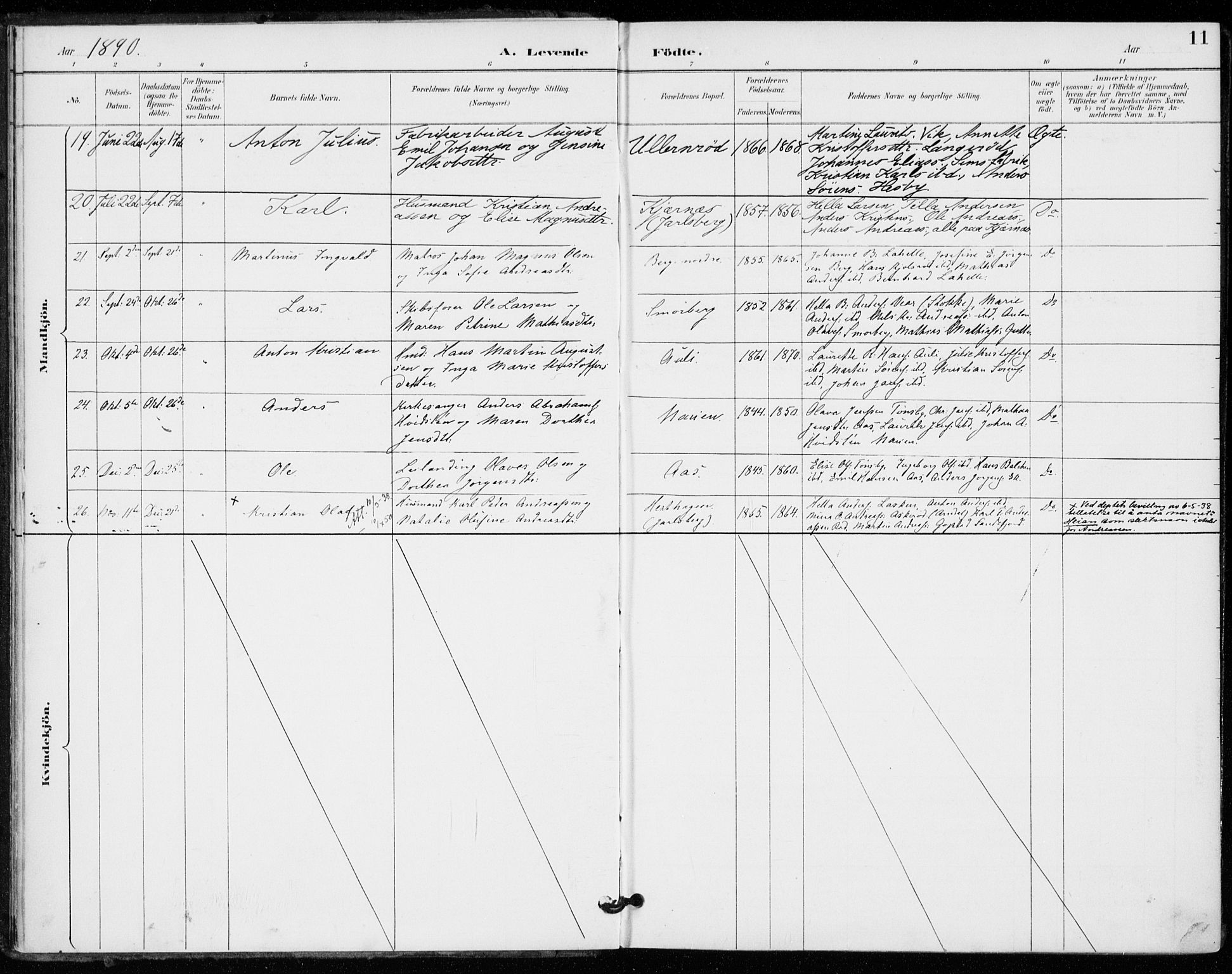 Sem kirkebøker, AV/SAKO-A-5/F/Fa/L0011: Parish register (official) no. I 11, 1888-1904, p. 11