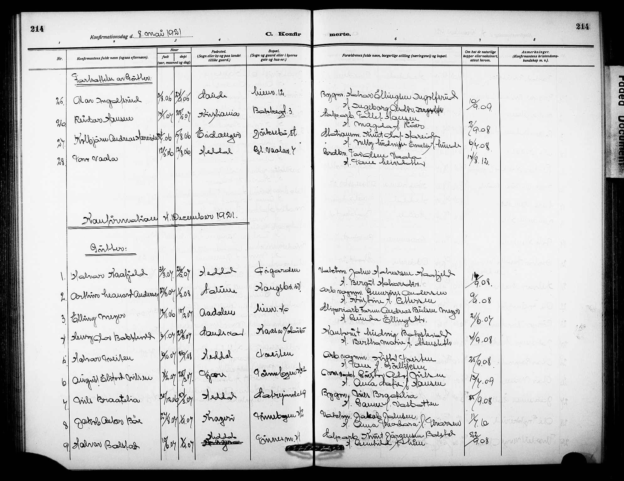 Notodden kirkebøker, AV/SAKO-A-290/G/Ga/L0001: Parish register (copy) no. 1, 1912-1923, p. 214