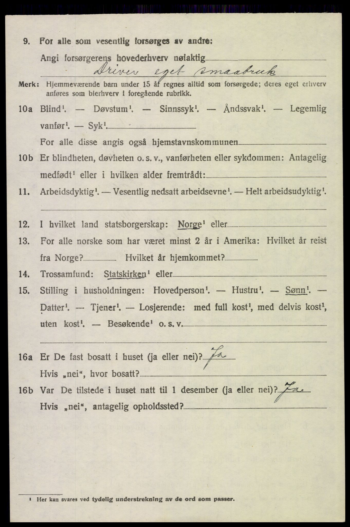 SAH, 1920 census for Trysil, 1920, p. 6622