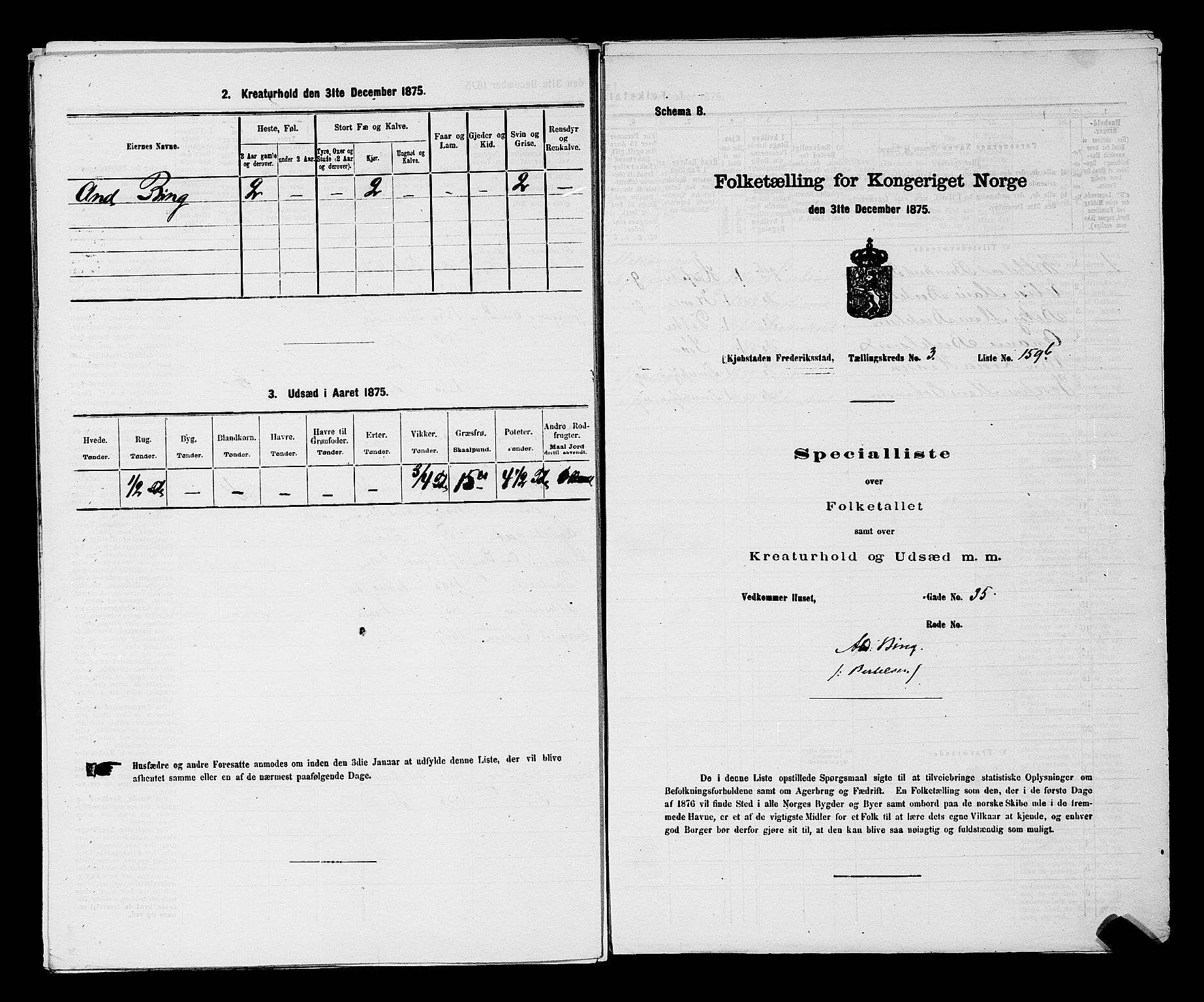 RA, 1875 census for 0103B Fredrikstad/Fredrikstad, 1875, p. 497