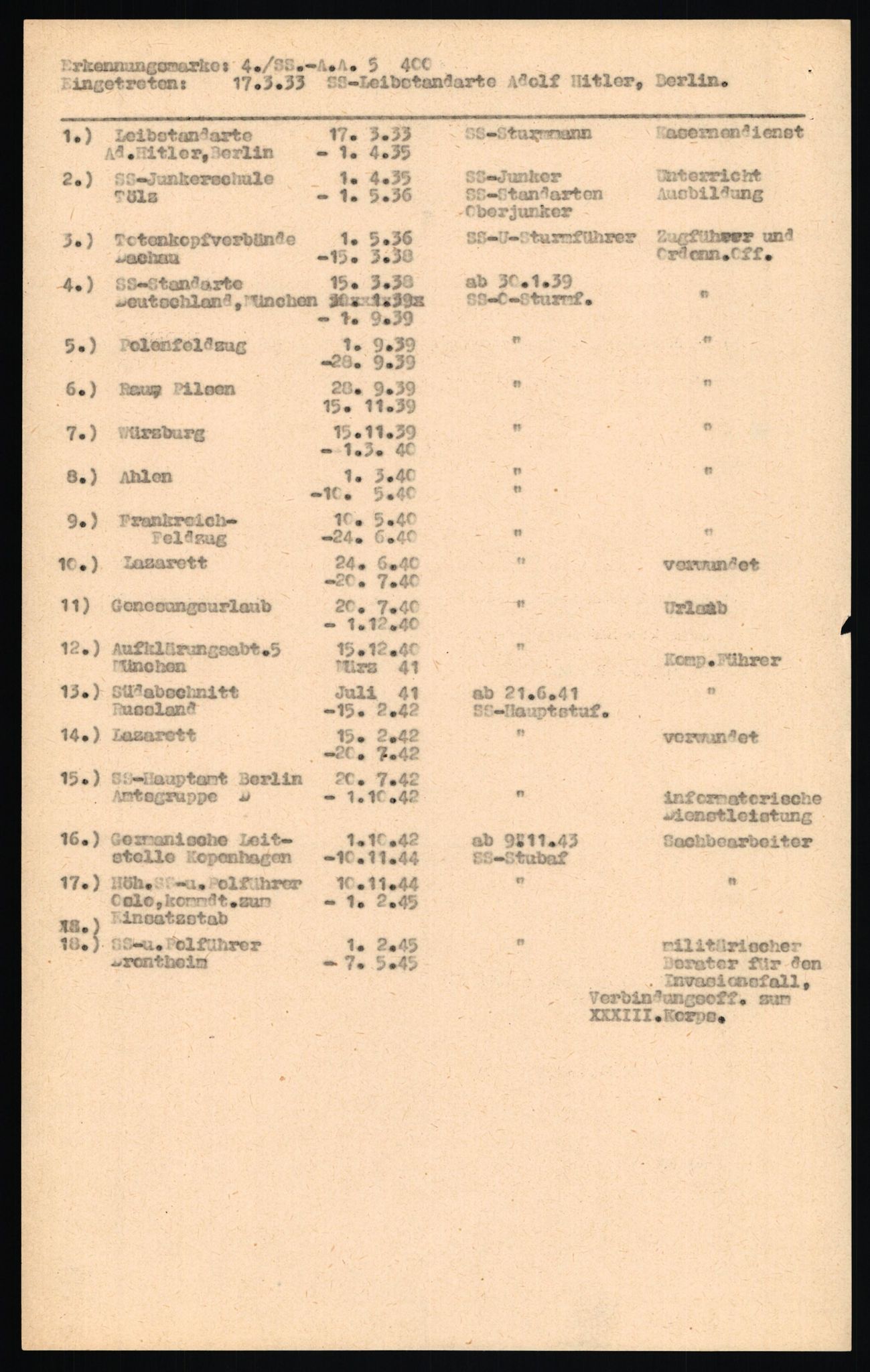 Forsvaret, Forsvarets overkommando II, AV/RA-RAFA-3915/D/Db/L0030: CI Questionaires. Tyske okkupasjonsstyrker i Norge. Tyskere., 1945-1946, p. 92