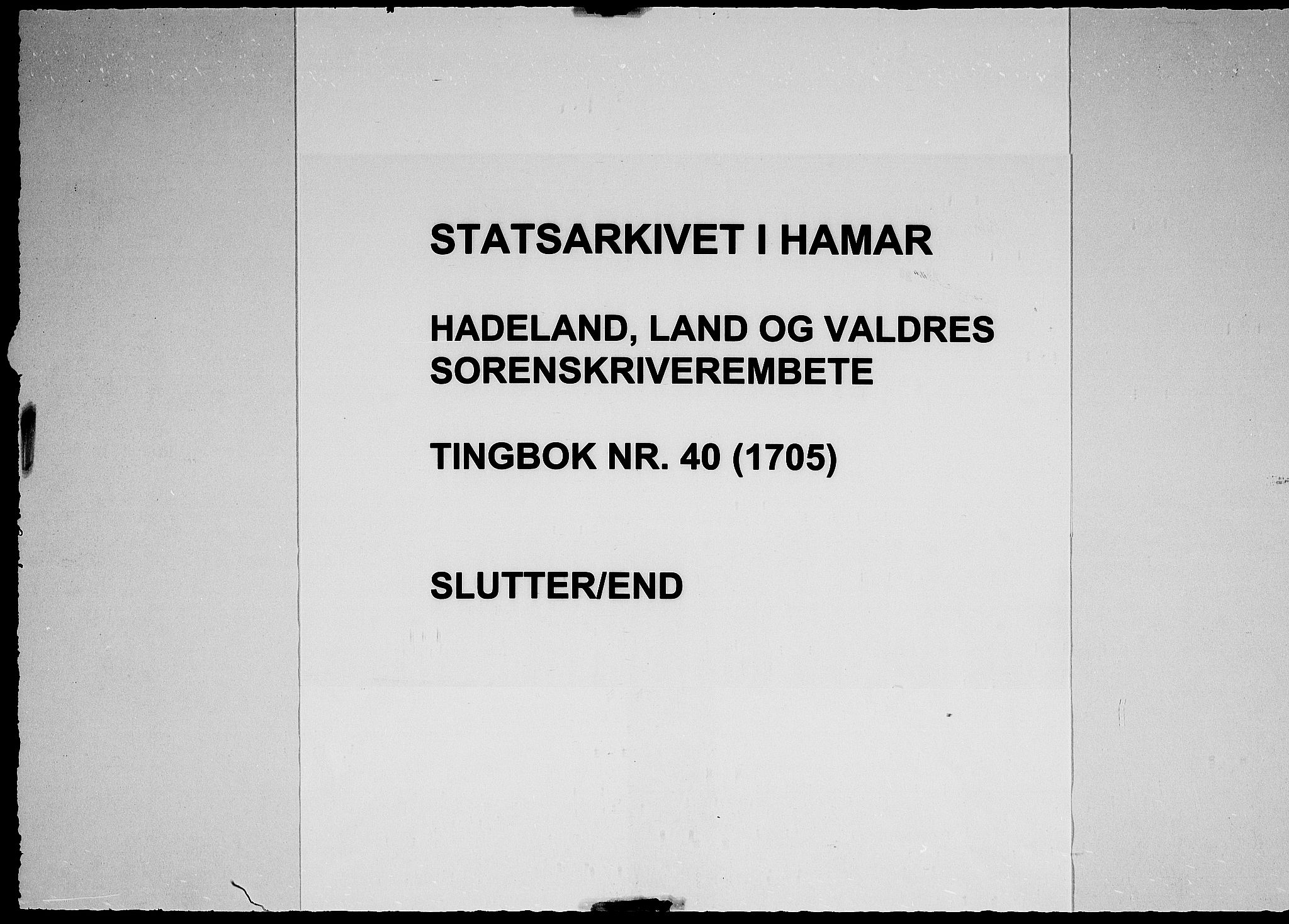 Hadeland, Land og Valdres sorenskriveri, AV/SAH-TING-028/G/Gb/L0040: Tingbok, 1705