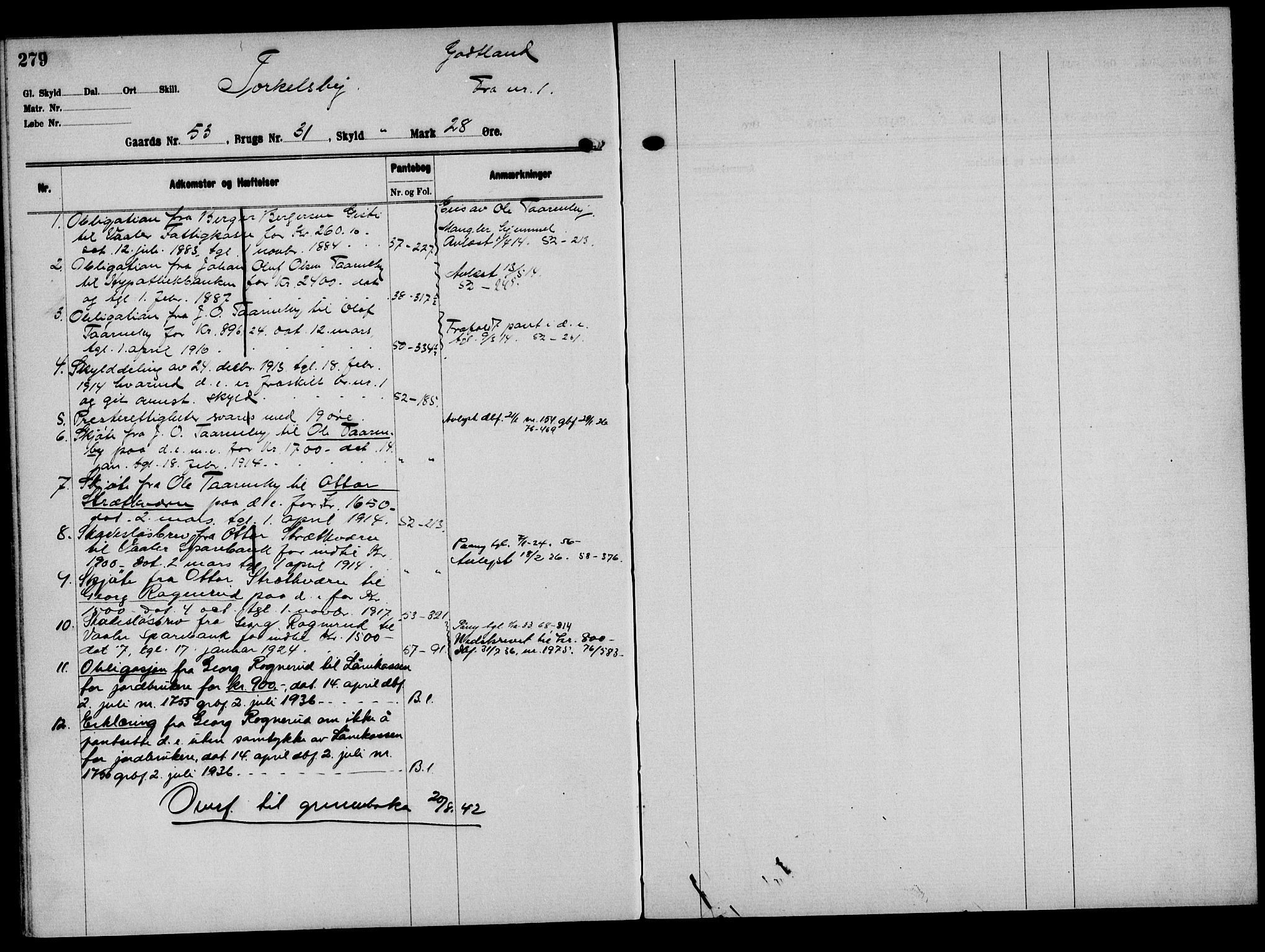 Solør tingrett, AV/SAH-TING-008/H/Ha/Hak/L0004: Mortgage register no. IV, 1900-1935, p. 279