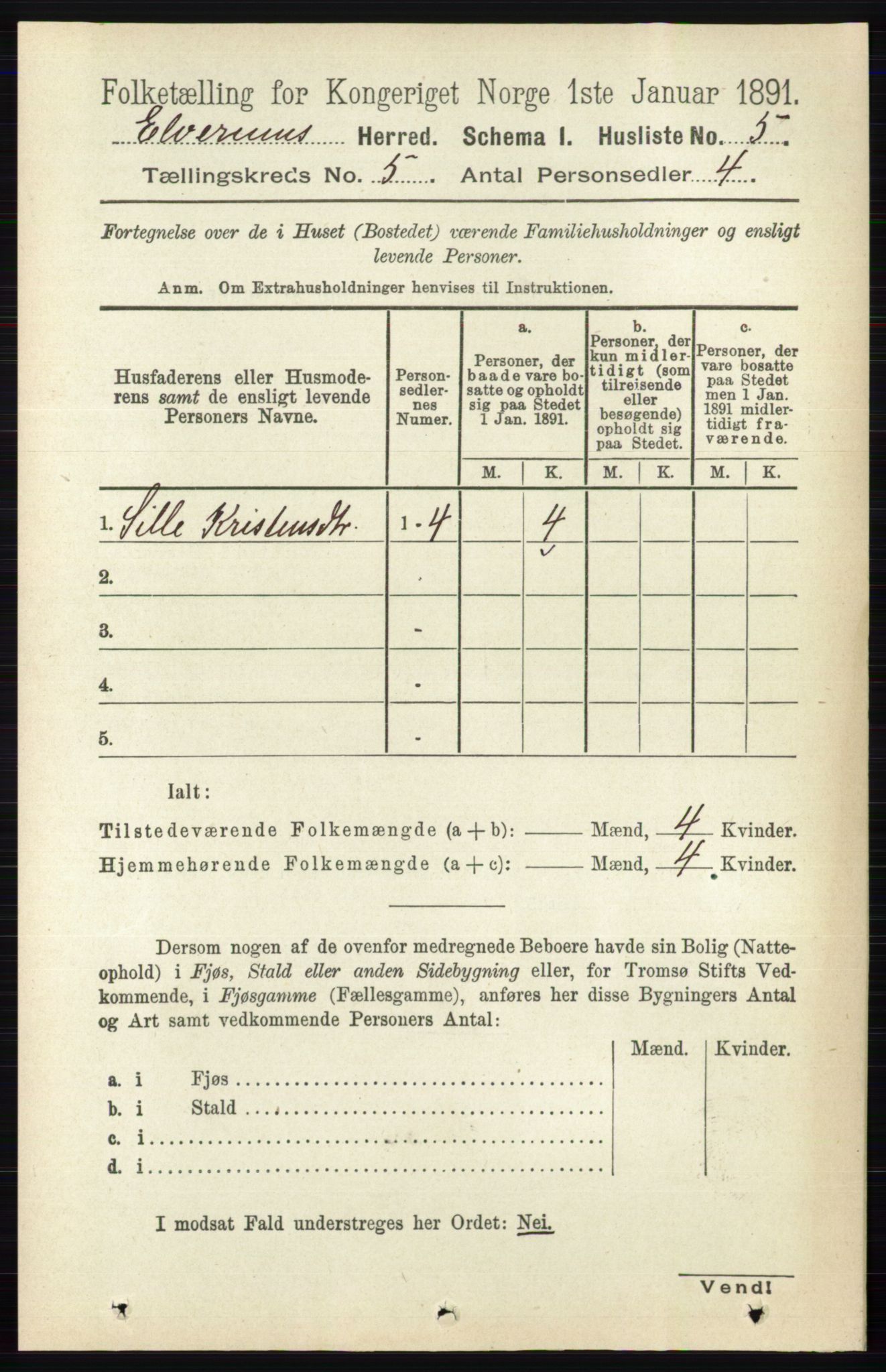 RA, 1891 census for 0427 Elverum, 1891, p. 2934