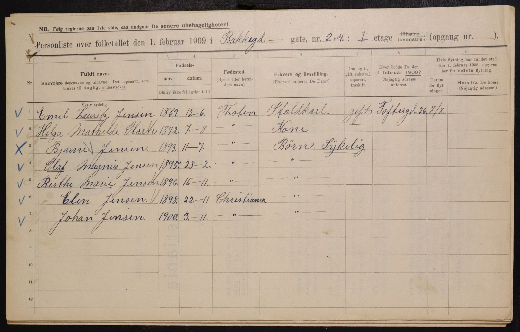 OBA, Municipal Census 1909 for Kristiania, 1909, p. 2474