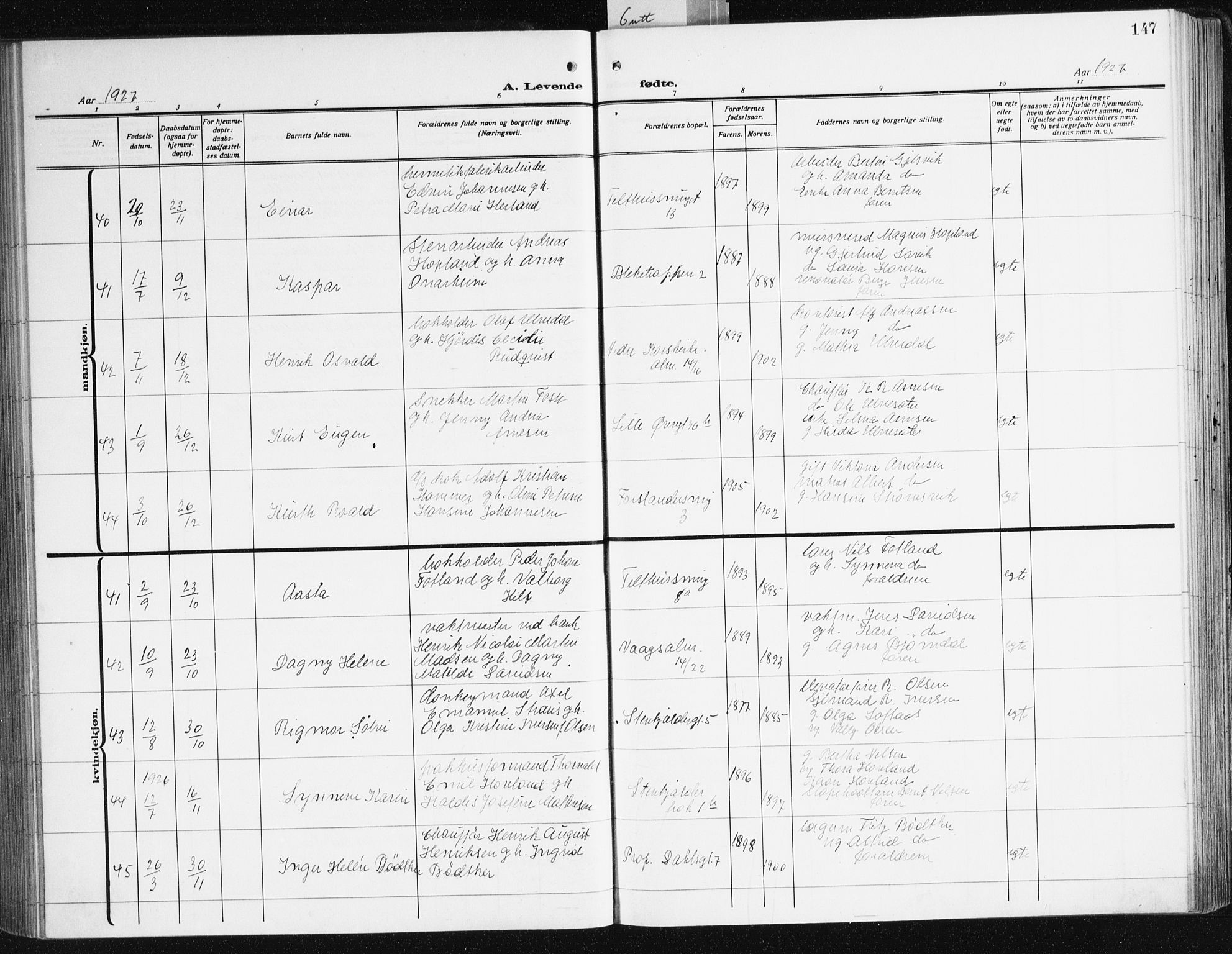 Korskirken sokneprestembete, AV/SAB-A-76101/H/Hab: Parish register (copy) no. B 12, 1917-1942, p. 147