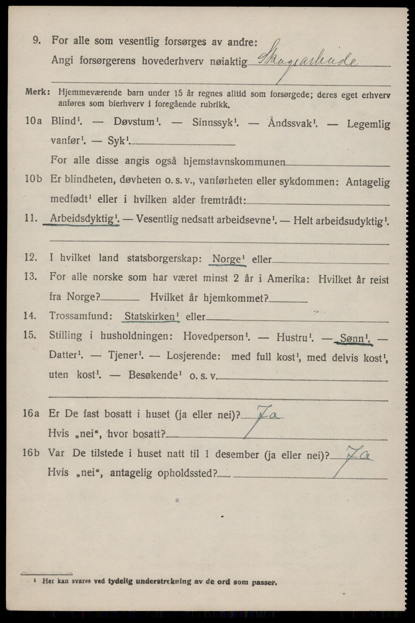 SAKO, 1920 census for Fyresdal, 1920, p. 2302