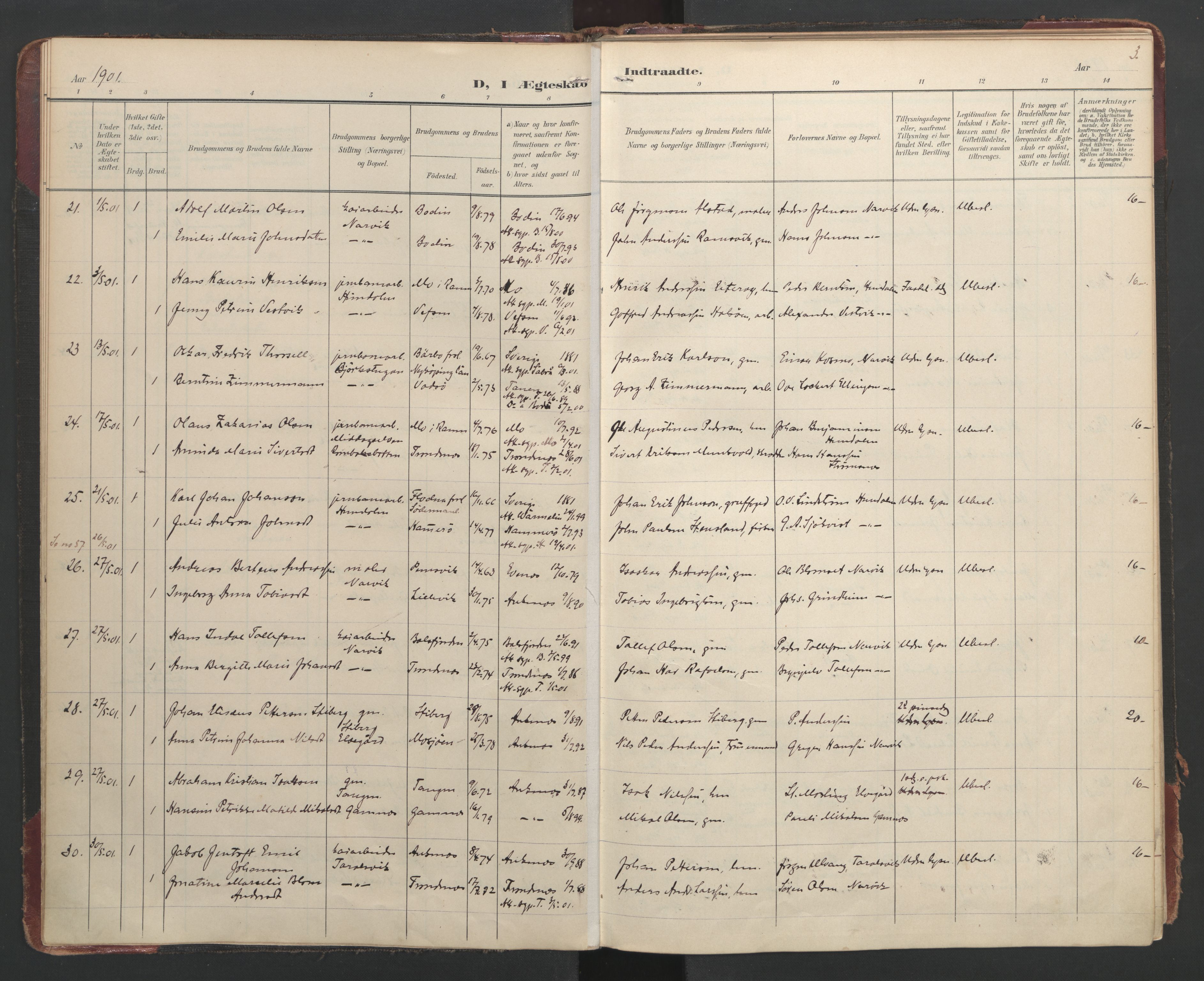 Ministerialprotokoller, klokkerbøker og fødselsregistre - Nordland, SAT/A-1459/866/L0942: Parish register (official) no. 866A05, 1901-1928, p. 3