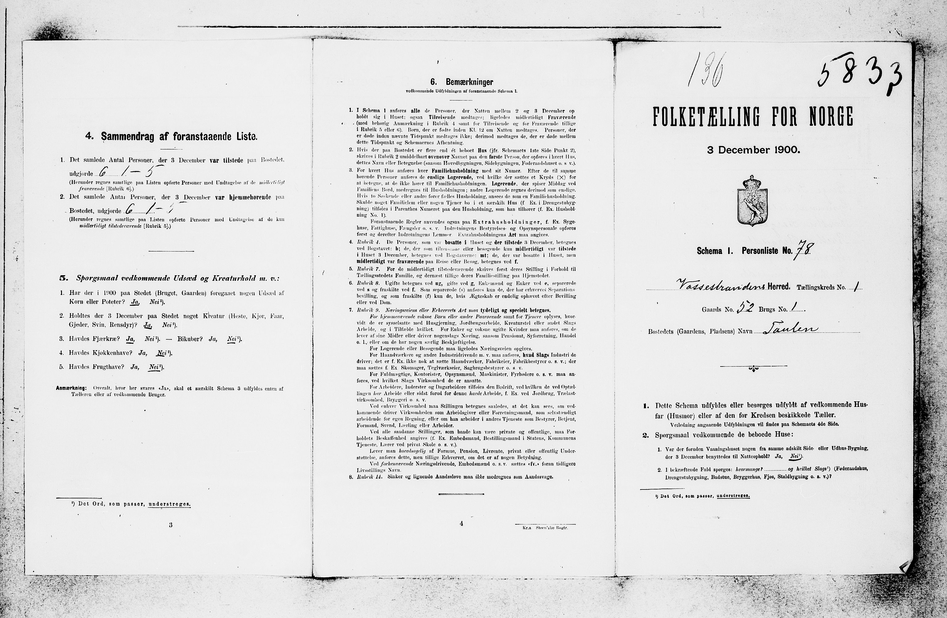 SAB, 1900 census for Vossestrand, 1900, p. 22