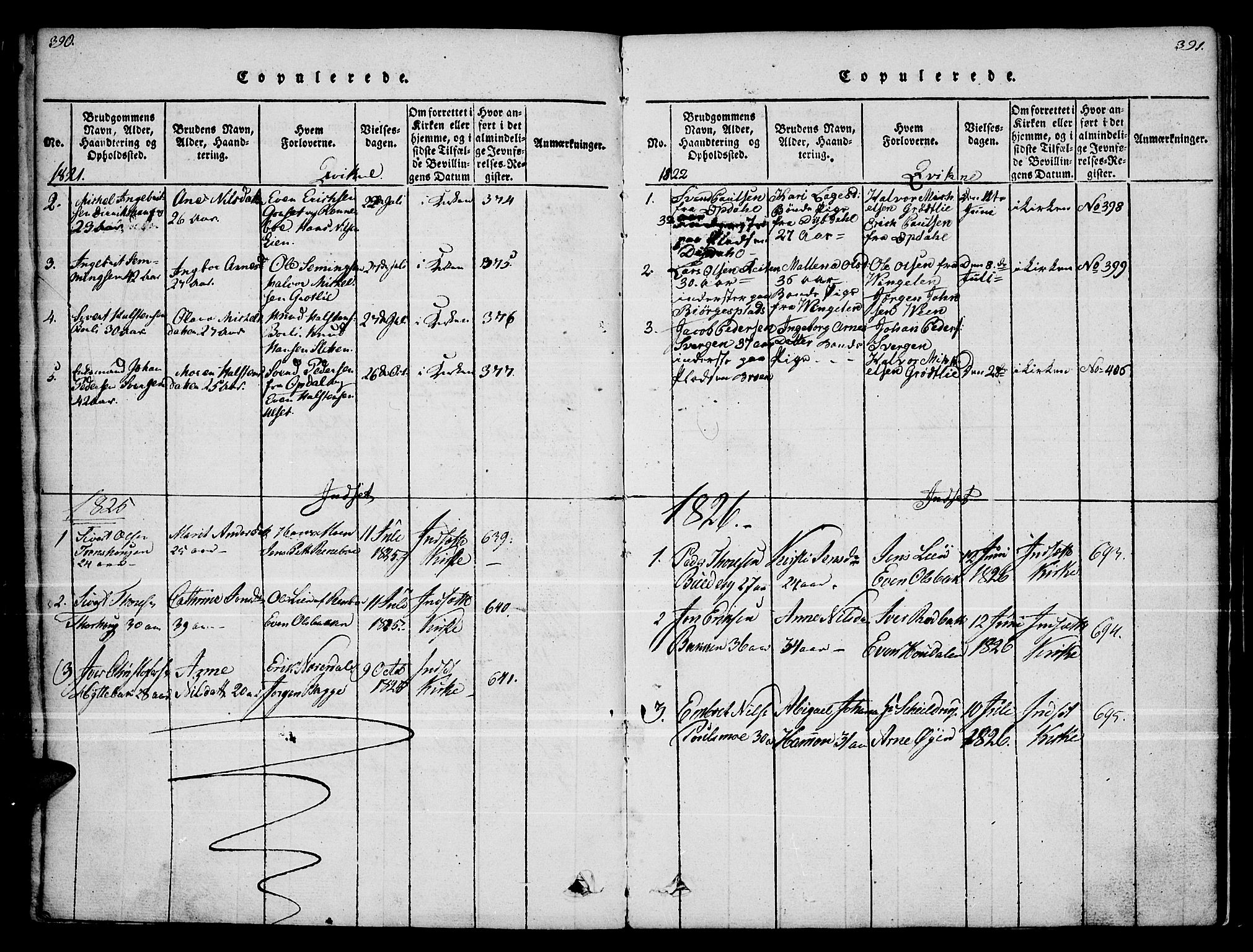 Kvikne prestekontor, SAH/PREST-064/H/Ha/Haa/L0004: Parish register (official) no. 4, 1815-1840, p. 390-391