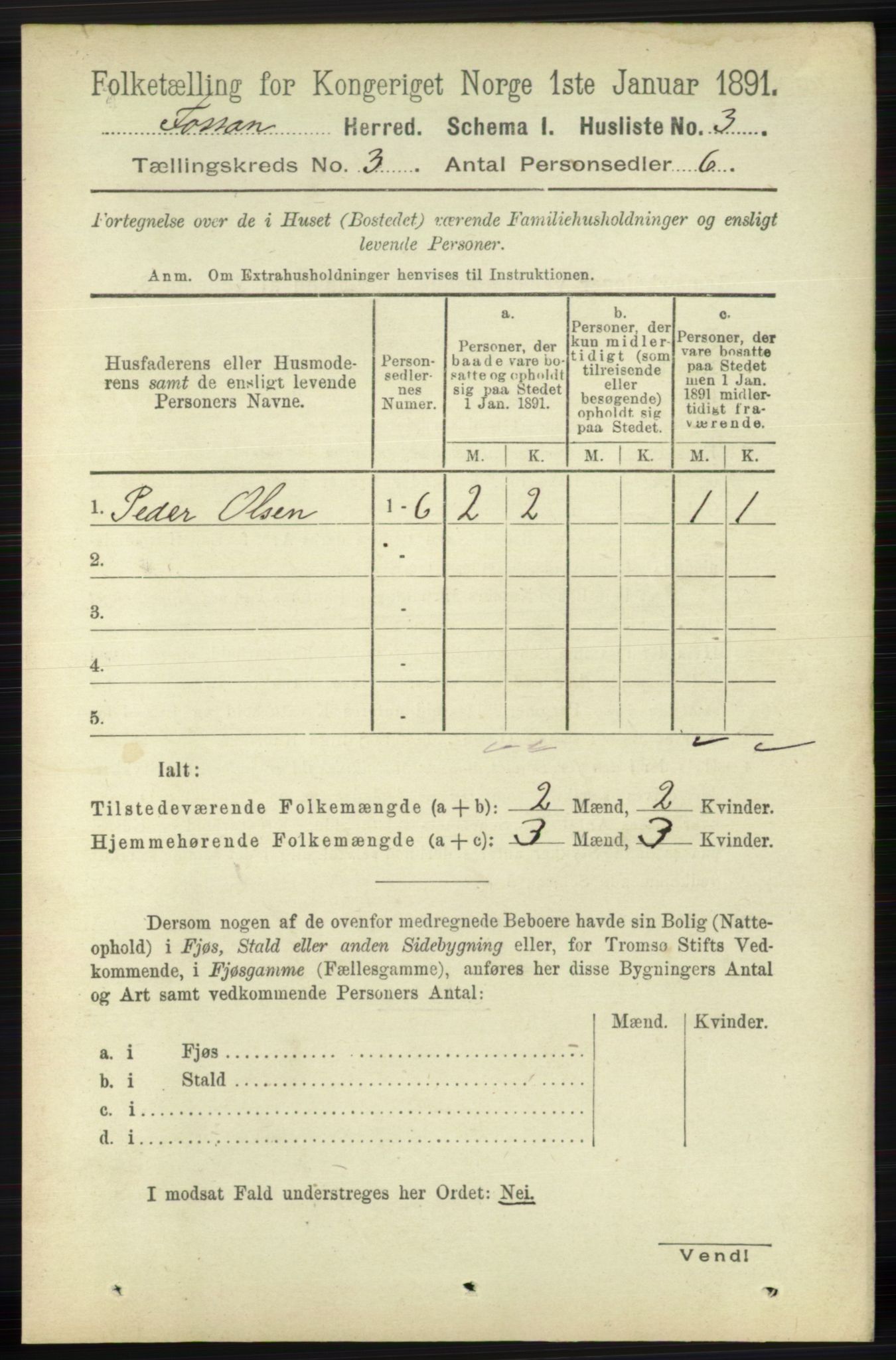 RA, 1891 census for 1129 Forsand, 1891, p. 301