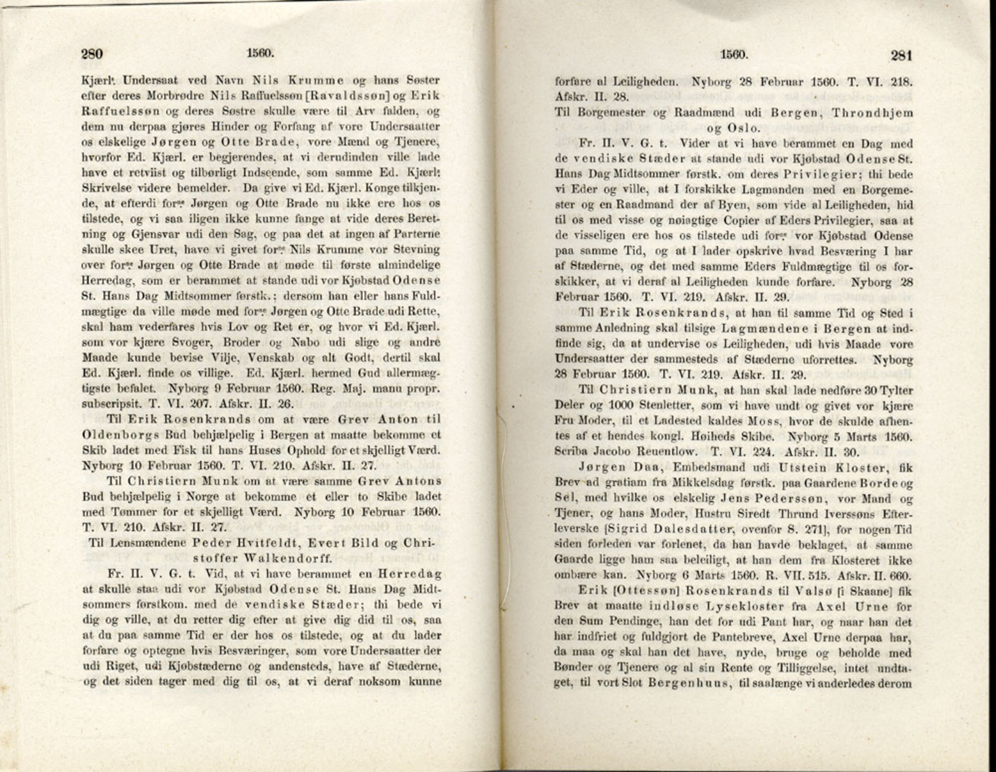 Publikasjoner utgitt av Det Norske Historiske Kildeskriftfond, PUBL/-/-/-: Norske Rigs-Registranter, bind 1, 1523-1571, p. 280-281