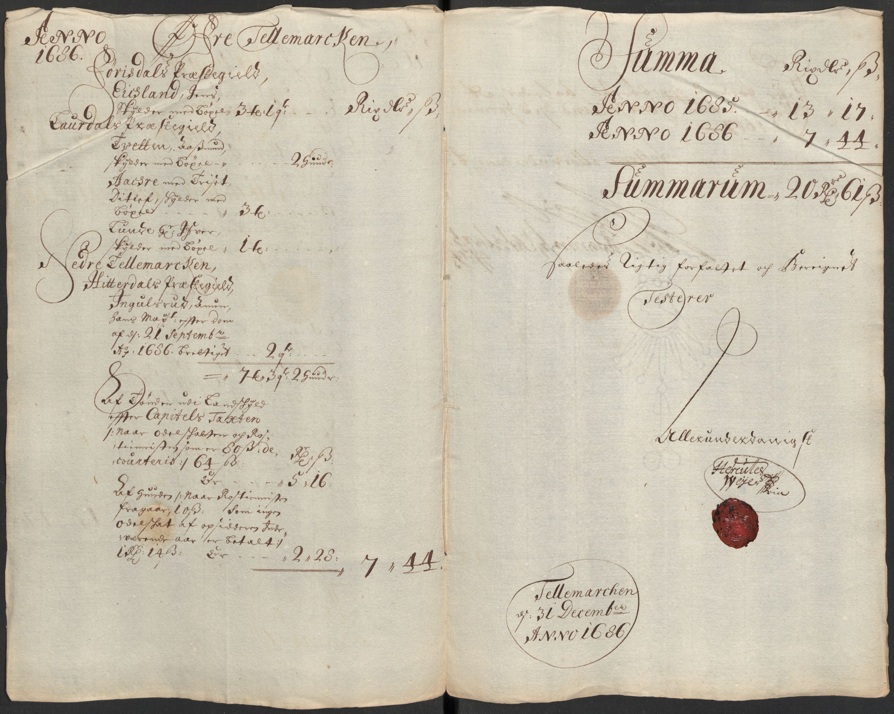 Rentekammeret inntil 1814, Reviderte regnskaper, Fogderegnskap, AV/RA-EA-4092/R35/L2083: Fogderegnskap Øvre og Nedre Telemark, 1686, p. 20