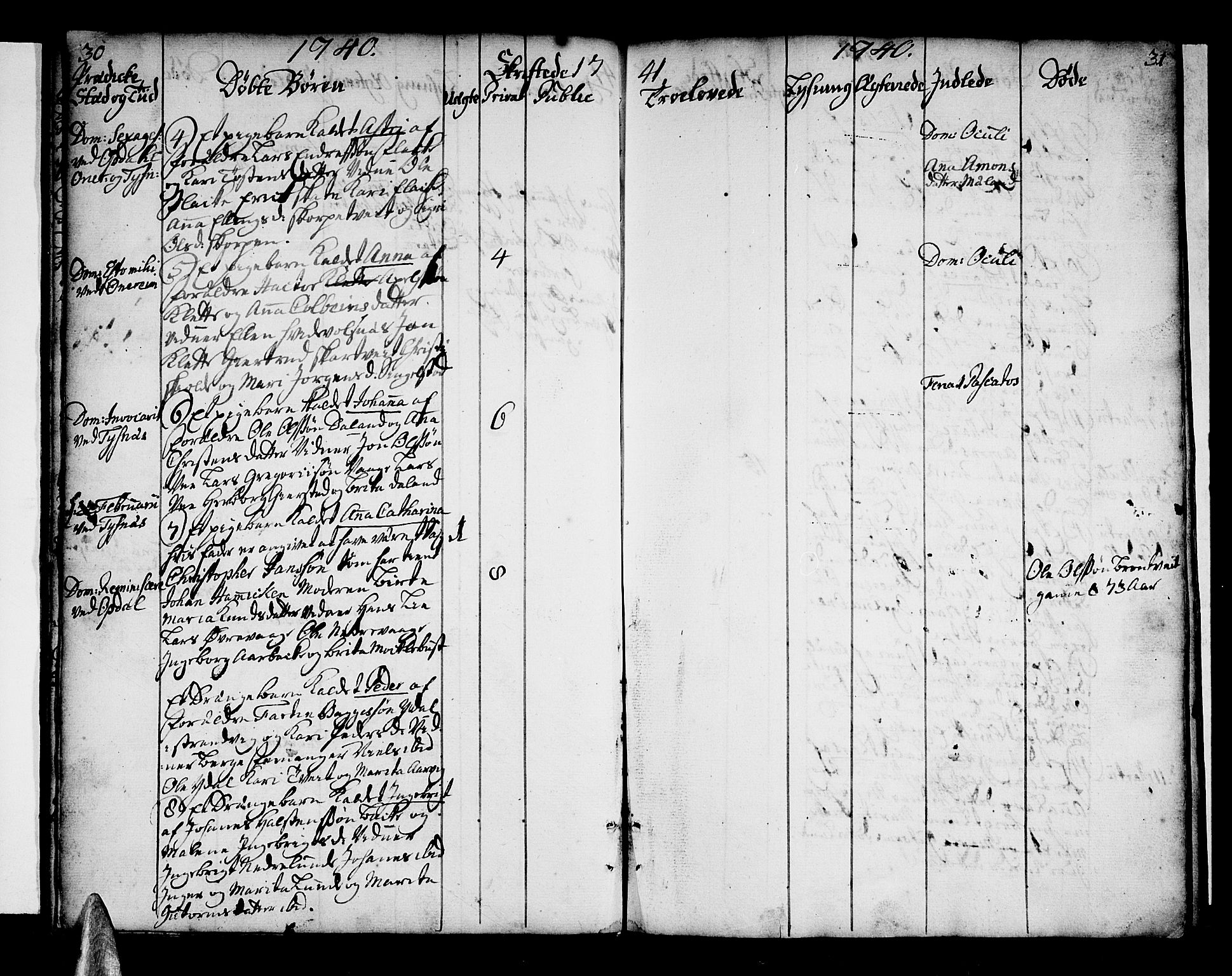 Tysnes sokneprestembete, SAB/A-78601/H/Haa: Parish register (official) no. A 3, 1740-1749, p. 30-31