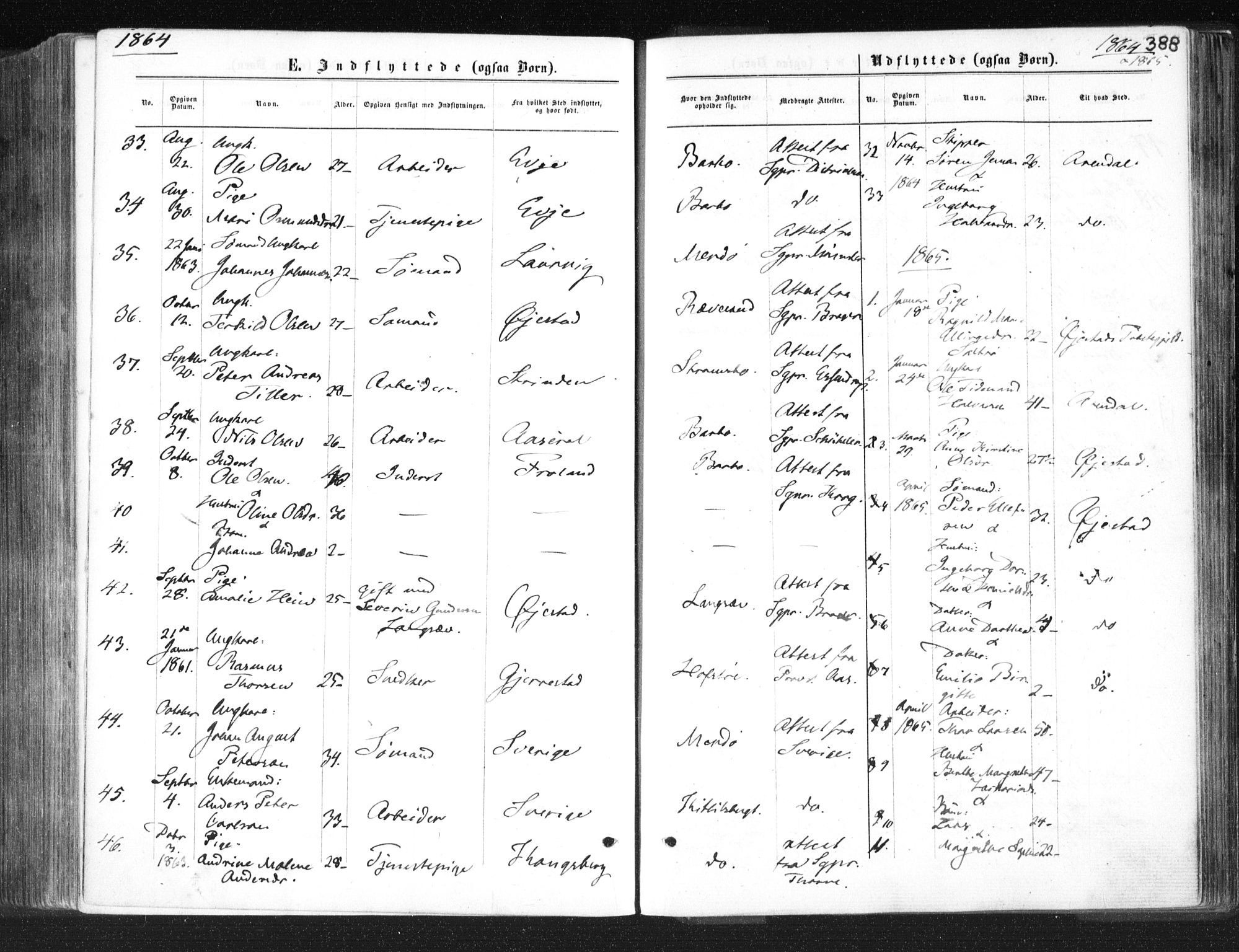 Tromøy sokneprestkontor, SAK/1111-0041/F/Fa/L0007: Parish register (official) no. A 7, 1864-1869, p. 388