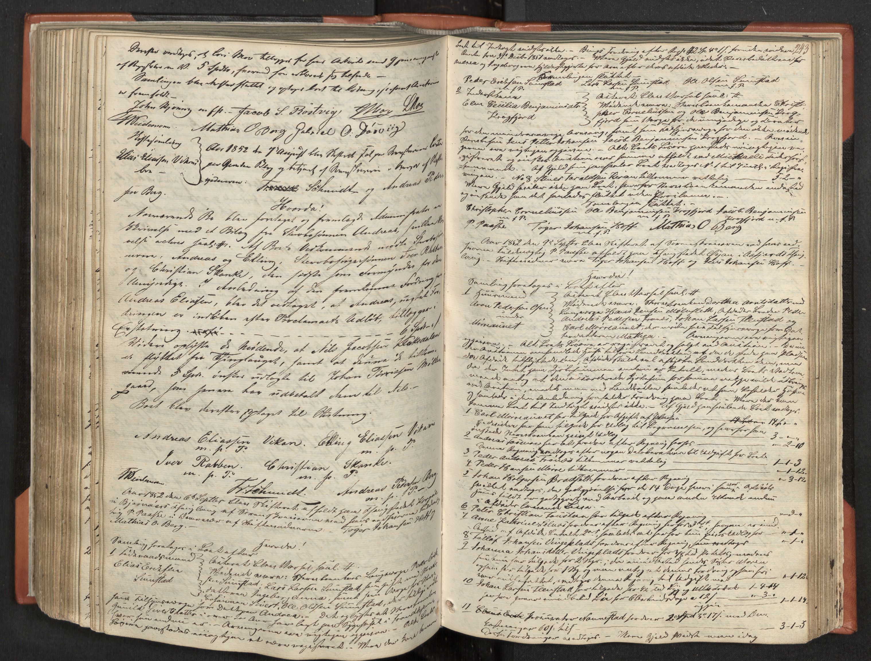 Fosen sorenskriveri, AV/SAT-A-1107/1/3/3B/L0001: Skiftebehandlingsprotokoll, 1845-1858, p. 243