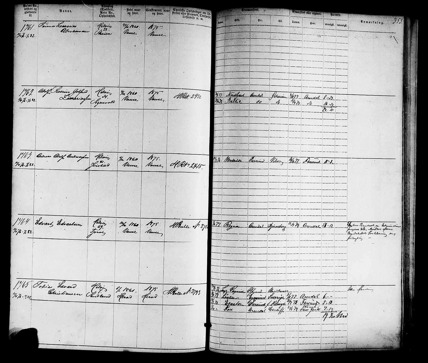 Farsund mønstringskrets, AV/SAK-2031-0017/F/Fa/L0005: Annotasjonsrulle nr 1-1910 med register, Z-2, 1869-1877, p. 384