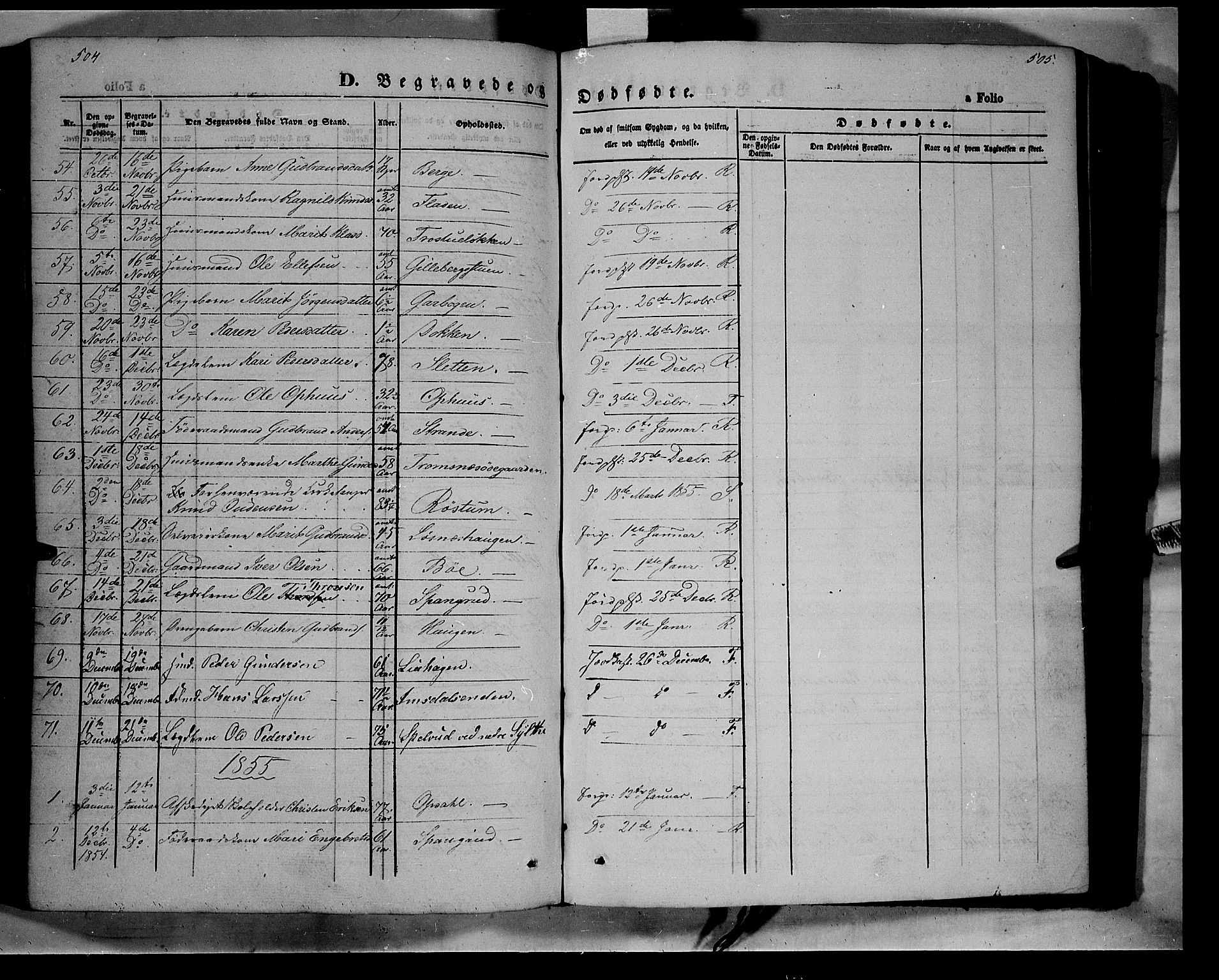 Ringebu prestekontor, SAH/PREST-082/H/Ha/Haa/L0006: Parish register (official) no. 6, 1848-1859, p. 504-505