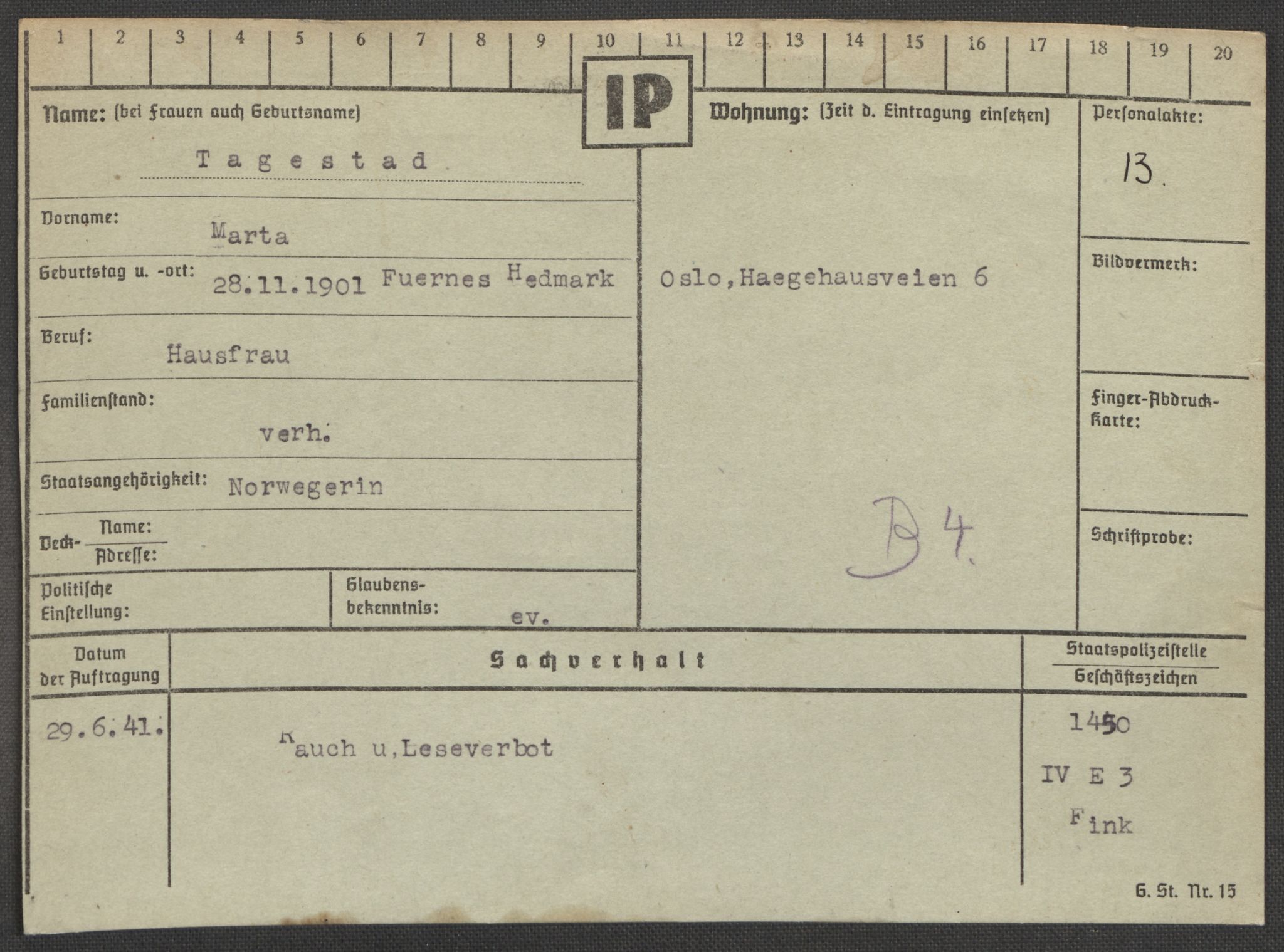 Befehlshaber der Sicherheitspolizei und des SD, RA/RAFA-5969/E/Ea/Eaa/L0010: Register over norske fanger i Møllergata 19: Sø-Å, 1940-1945, p. 114