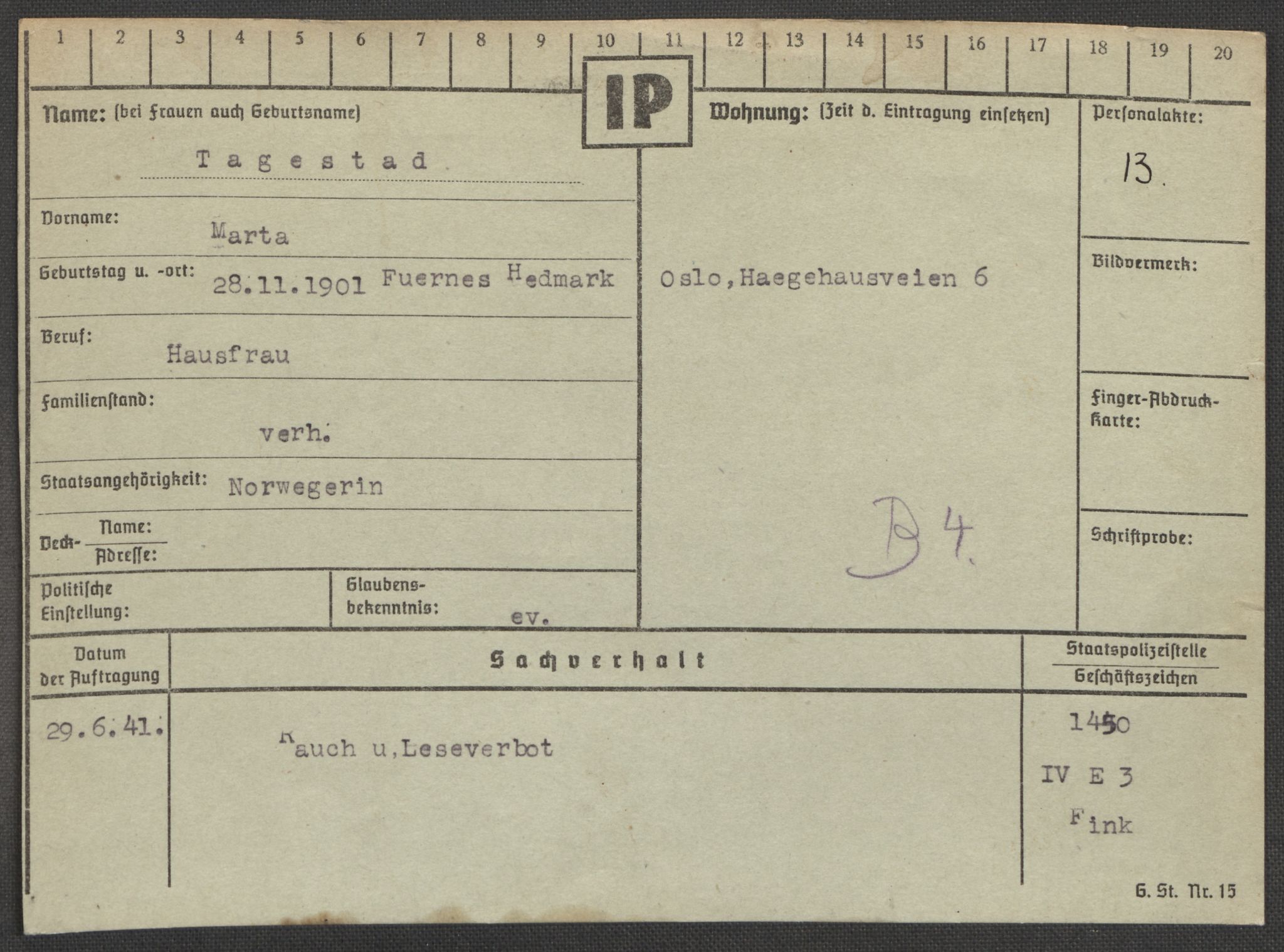 Befehlshaber der Sicherheitspolizei und des SD, AV/RA-RAFA-5969/E/Ea/Eaa/L0010: Register over norske fanger i Møllergata 19: Sø-Å, 1940-1945, p. 114