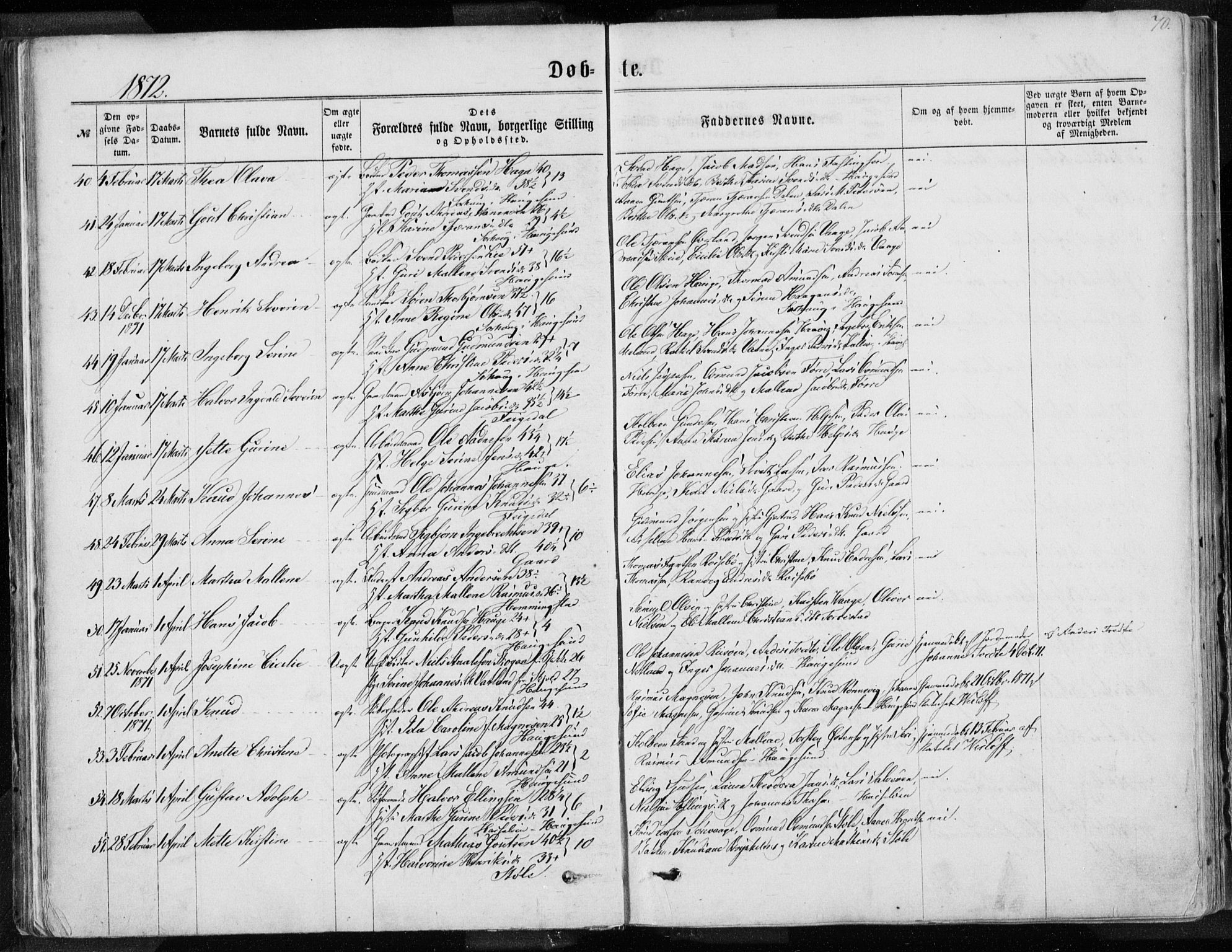 Torvastad sokneprestkontor, SAST/A -101857/H/Ha/Haa/L0012: Parish register (official) no. A 12.1, 1867-1877, p. 70