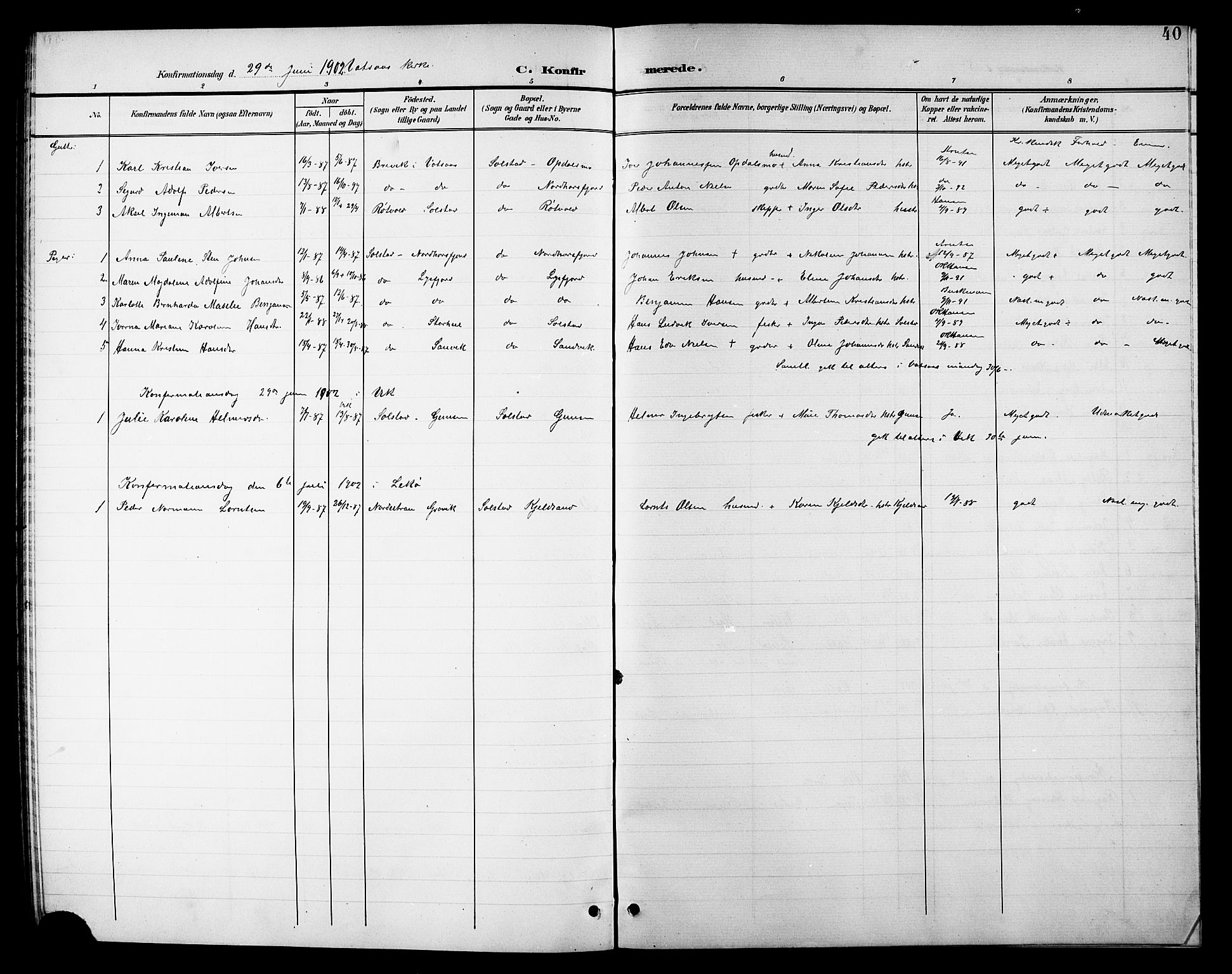 Ministerialprotokoller, klokkerbøker og fødselsregistre - Nordland, AV/SAT-A-1459/811/L0170: Parish register (copy) no. 811C02, 1896-1908, p. 40