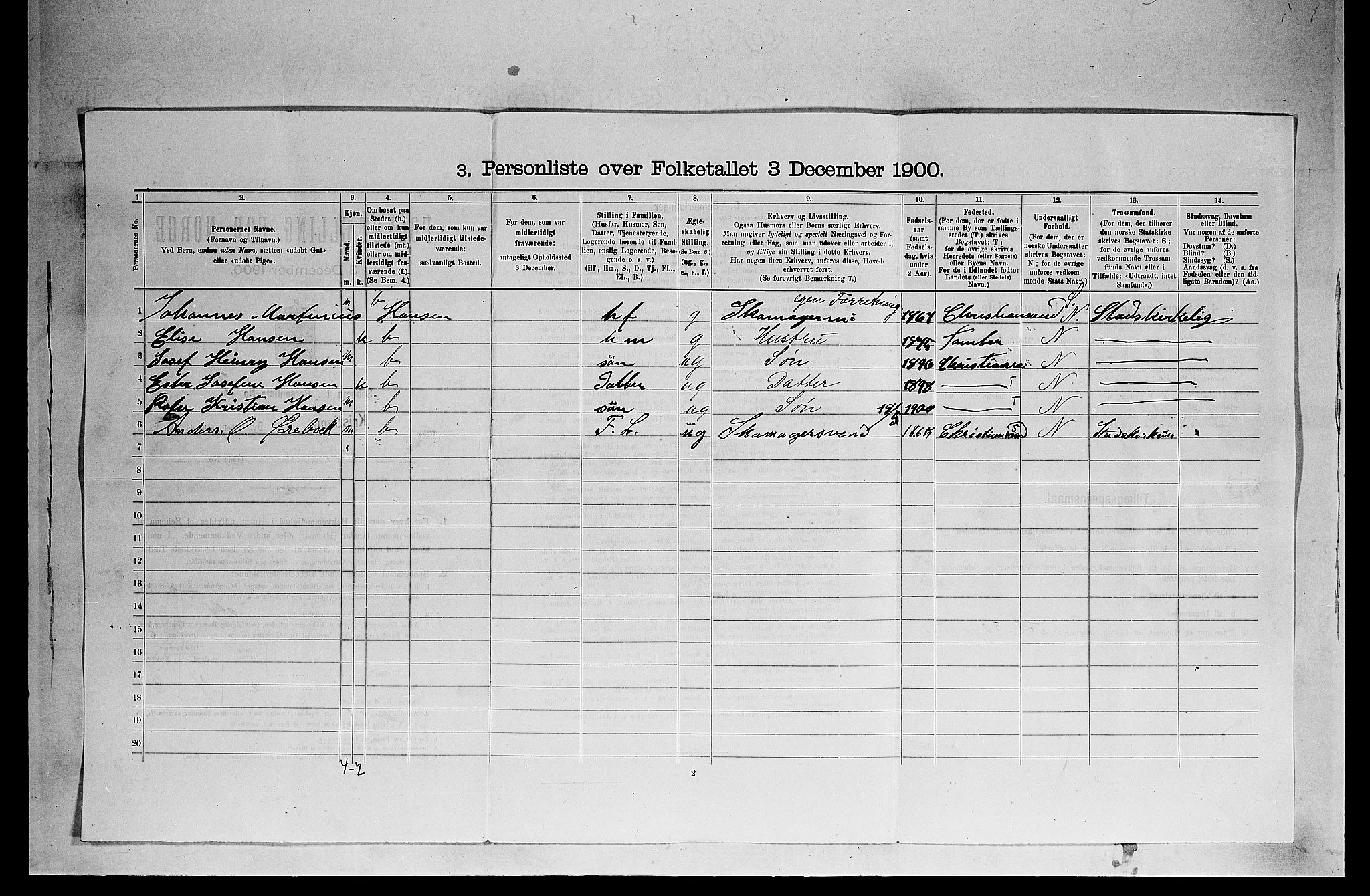 SAO, 1900 census for Kristiania, 1900, p. 16110