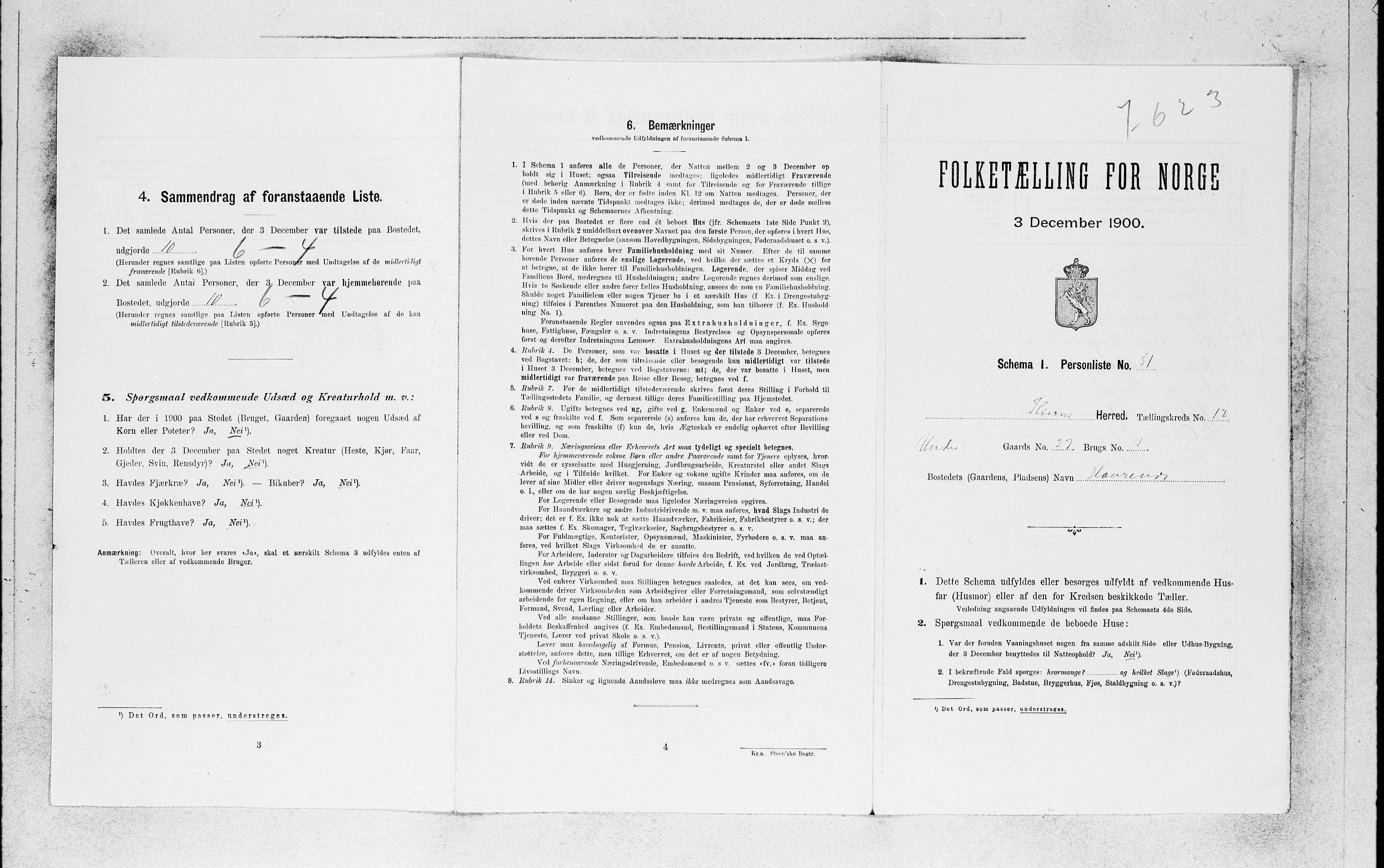 SAB, 1900 census for Kinn, 1900, p. 1433