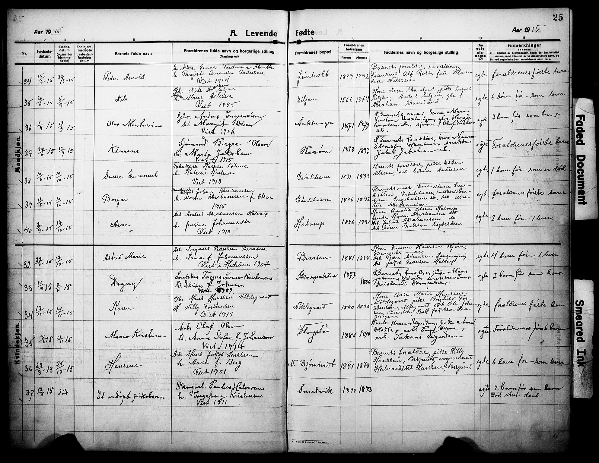Eidanger kirkebøker, AV/SAKO-A-261/G/Ga/L0004: Parish register (copy) no. 4, 1912-1927, p. 25