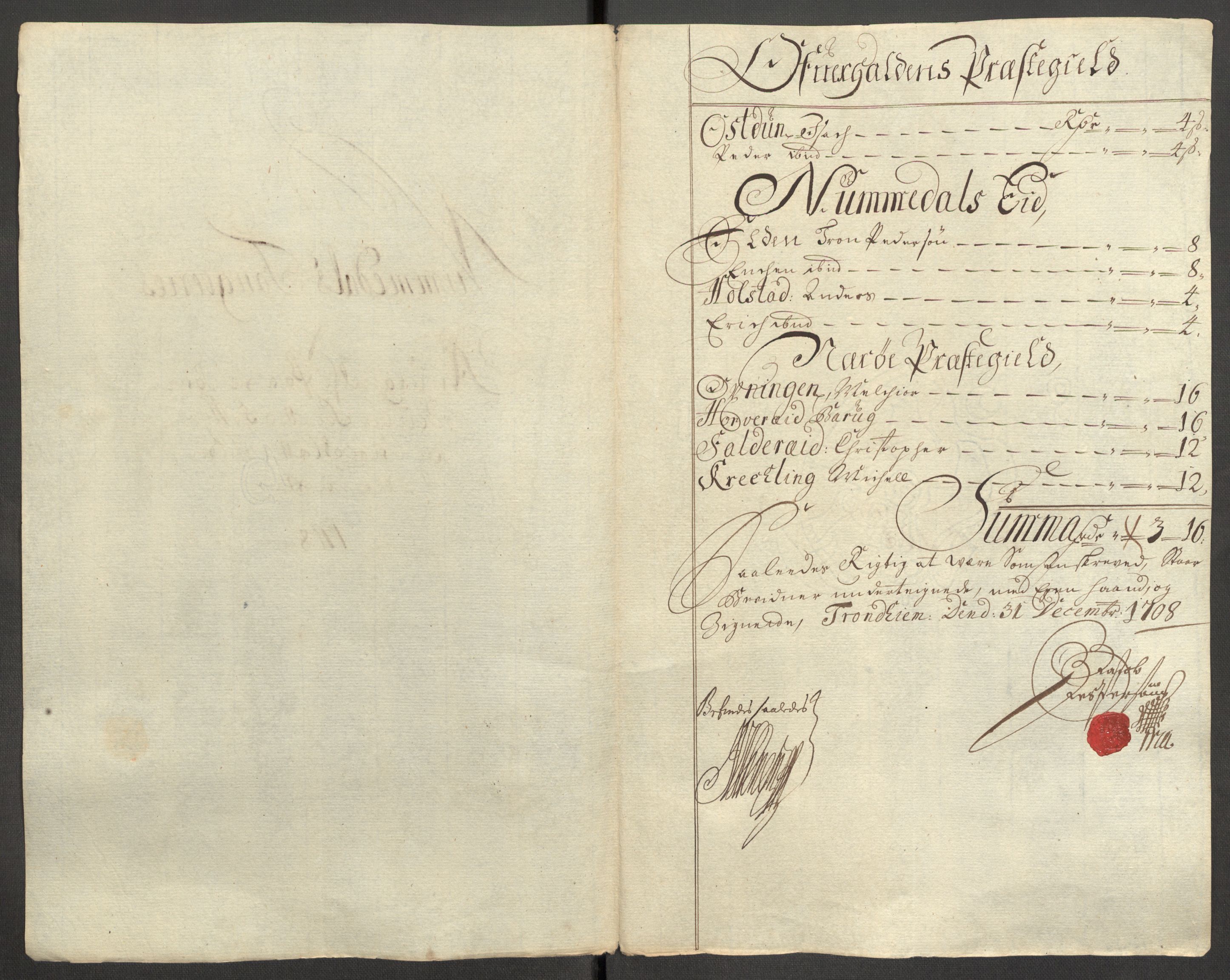 Rentekammeret inntil 1814, Reviderte regnskaper, Fogderegnskap, RA/EA-4092/R64/L4430: Fogderegnskap Namdal, 1707-1708, p. 339