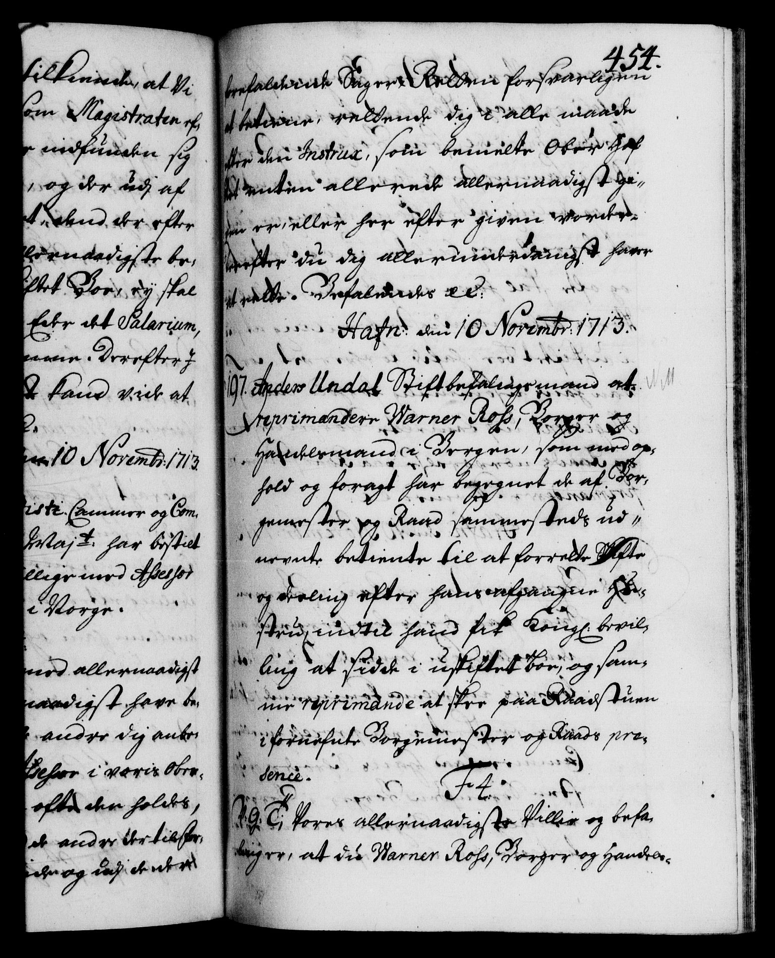 Danske Kanselli 1572-1799, AV/RA-EA-3023/F/Fc/Fca/Fcab/L0019: Norske tegnelser, 1710-1714, p. 454a