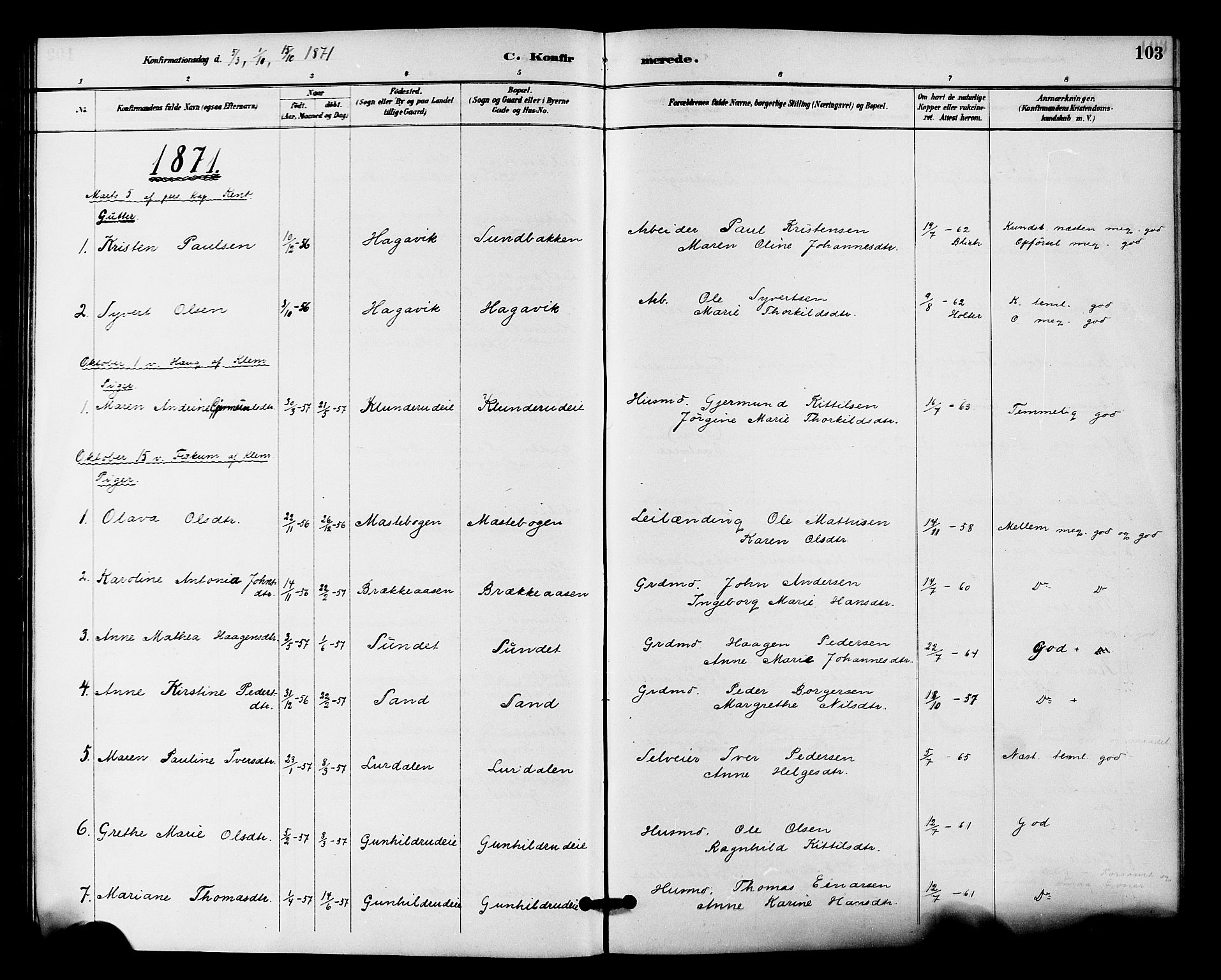 Fiskum kirkebøker, SAKO/A-15/F/Fa/L0001: Parish register (official) no. 1, 1858-1877, p. 103