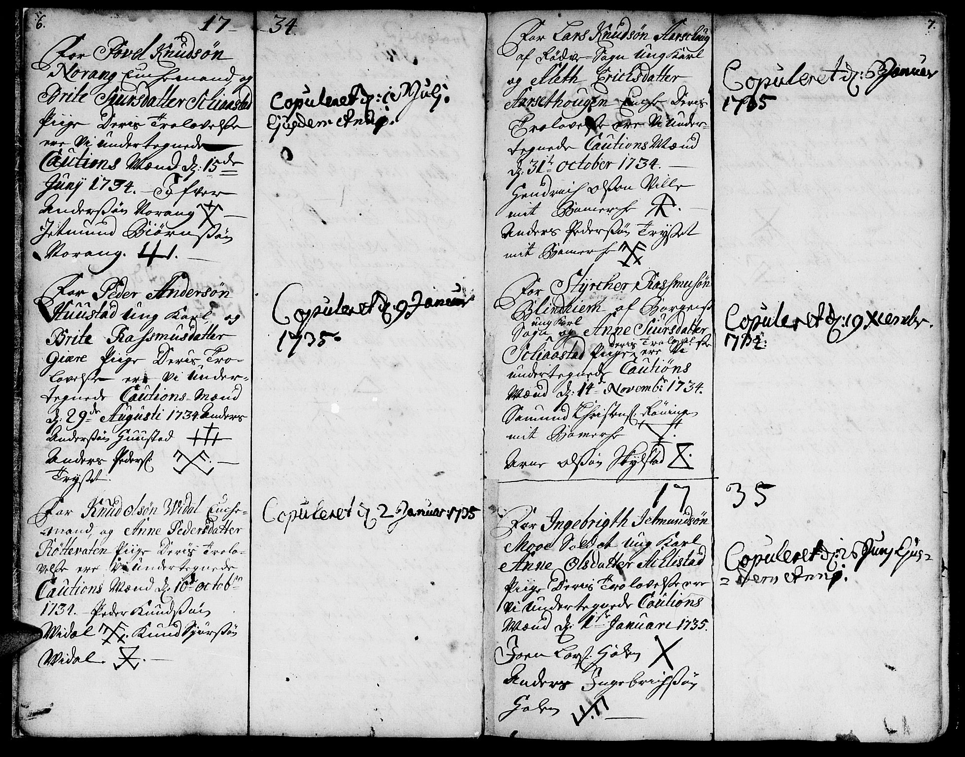 Ministerialprotokoller, klokkerbøker og fødselsregistre - Møre og Romsdal, SAT/A-1454/515/L0205: Parish register (official) no. 515A01, 1733-1764, p. 6-7