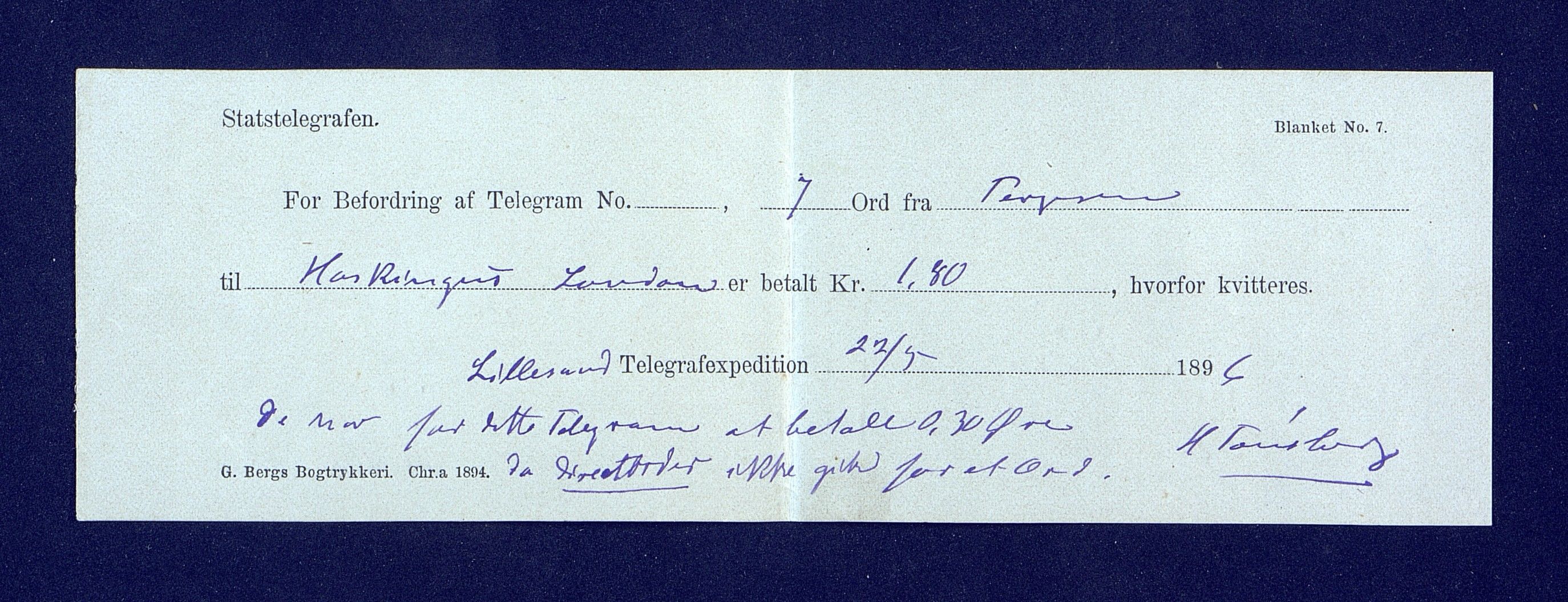 O. Terjesens rederi, AAKS/PA-2525/R/R02/L0001: Regnskapsbilag, 1884-1898