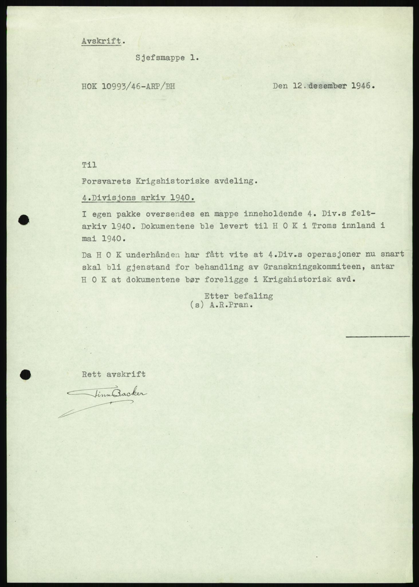 Forsvaret, Forsvarets krigshistoriske avdeling, AV/RA-RAFA-2017/Y/Yb/L0056: II-C-11-136-139  -  1. Divisjon, 1940-1957, p. 1054