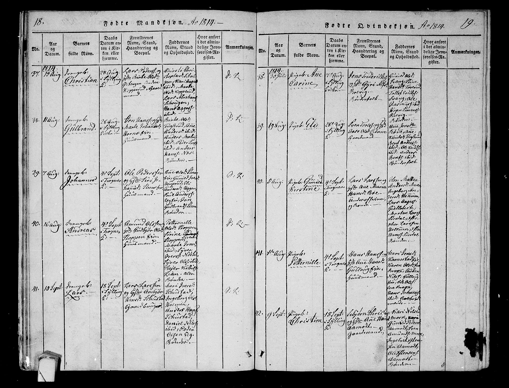 Lier kirkebøker, AV/SAKO-A-230/F/Fa/L0008: Parish register (official) no. I 8, 1813-1825, p. 18-19