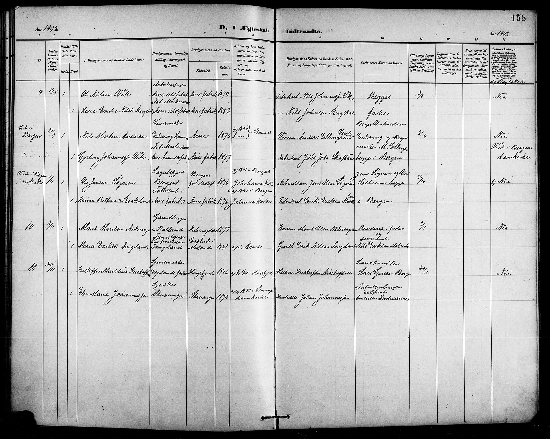 Arna sokneprestembete, AV/SAB-A-74001/H/Ha/Hab: Parish register (copy) no. A 4, 1898-1910, p. 158